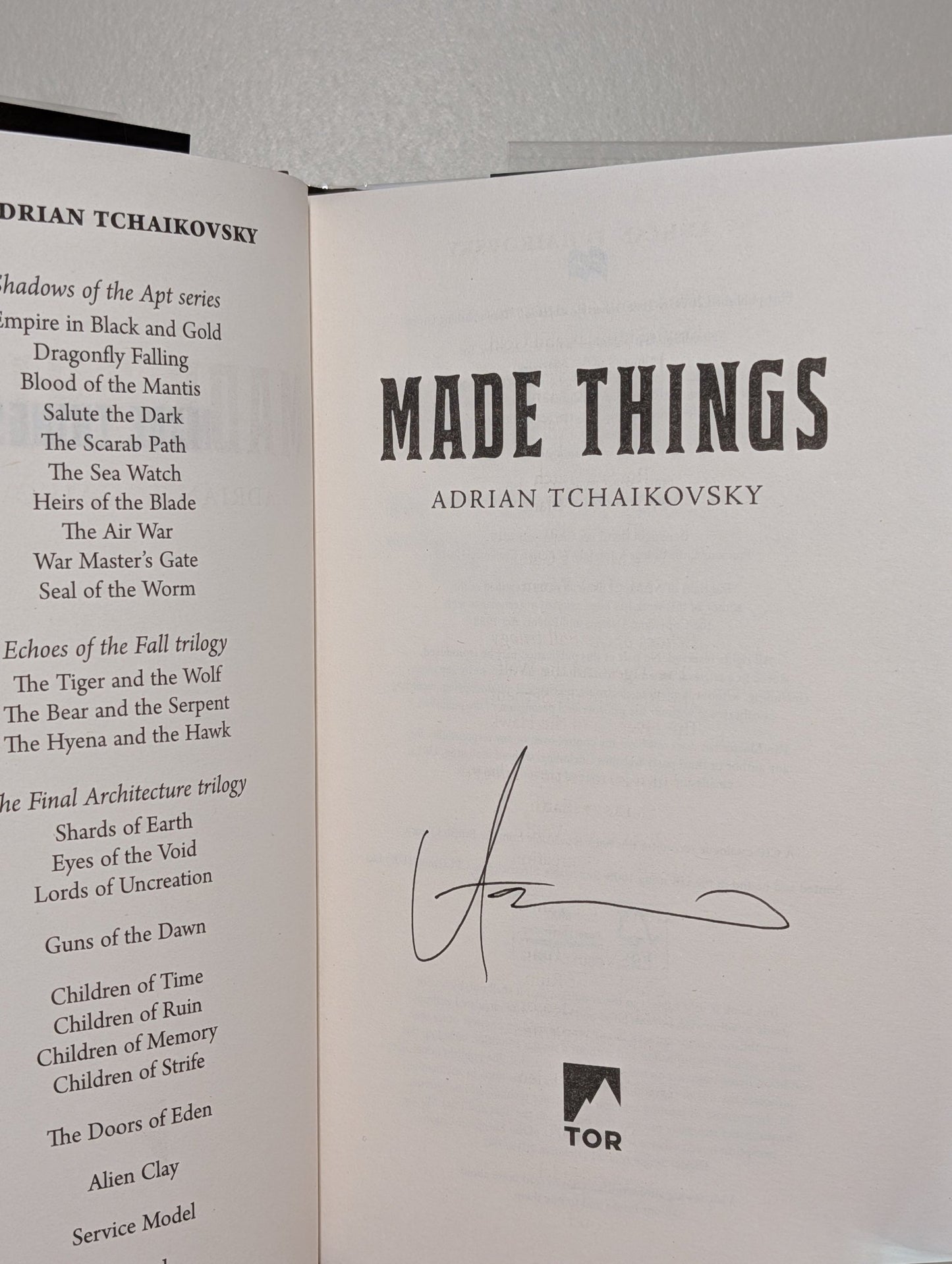 Made Things by Adrian Tchaikovsky (Signed First Edition) - Fialta Books