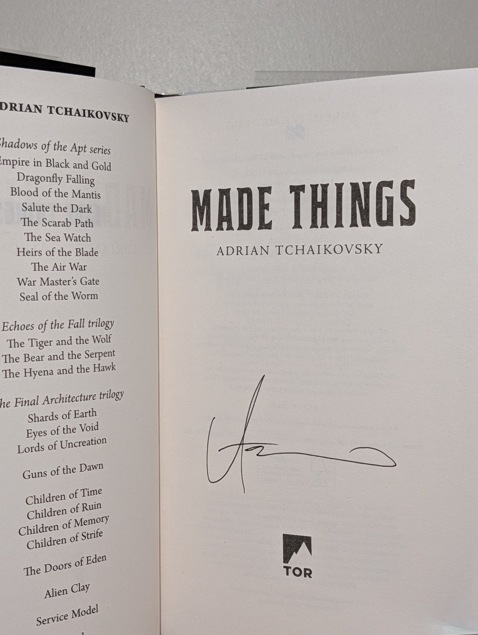 Made Things by Adrian Tchaikovsky (Signed First Edition) - Fialta Books