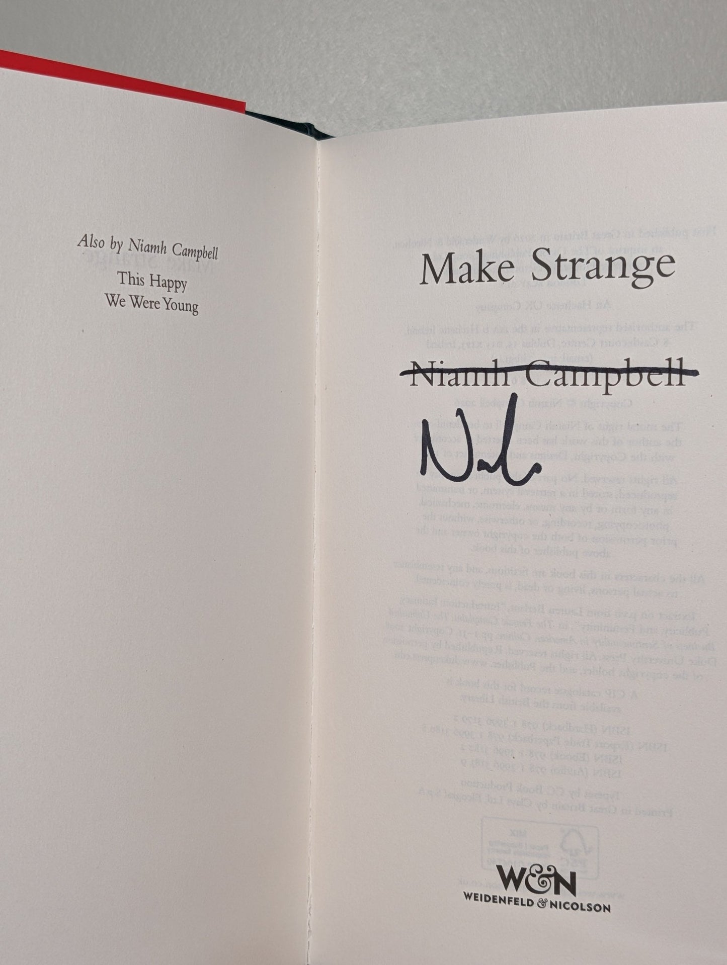 Make Strange by Niamh Campbell (Signed First Edition) - Fialta Books