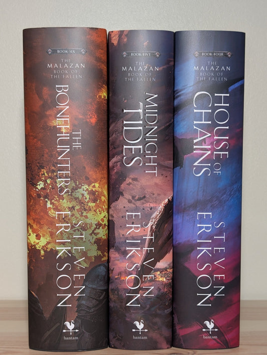 Malazan Book of the Fallen 4 - 6: House of Chains; Midnight Tides; Bonehunters by Steven Erikson (Signed with sprayed edges) - Fialta Books