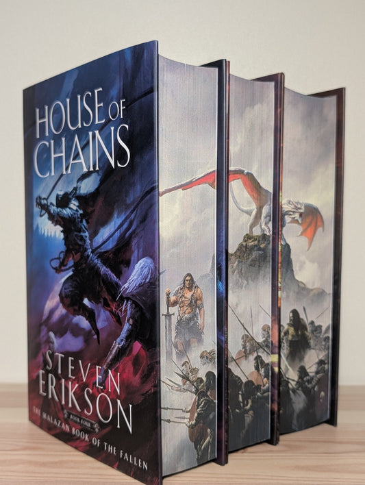 Malazan Book of the Fallen 4 - 6: House of Chains; Midnight Tides; Bonehunters by Steven Erikson (Signed with sprayed edges) - Fialta Books