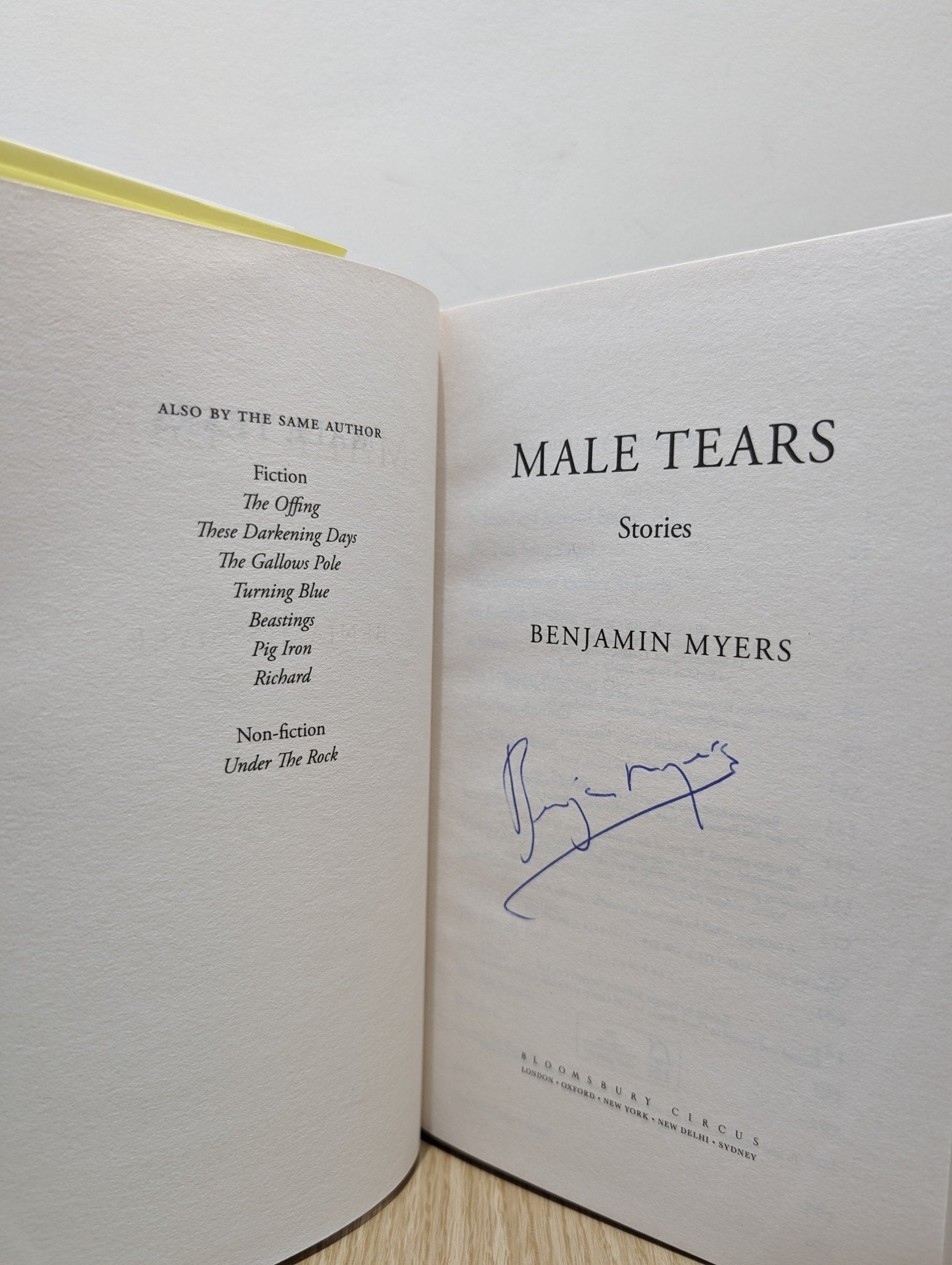 Male Tears by Benjamin Myers (Signed First Edition) - Fialta Books