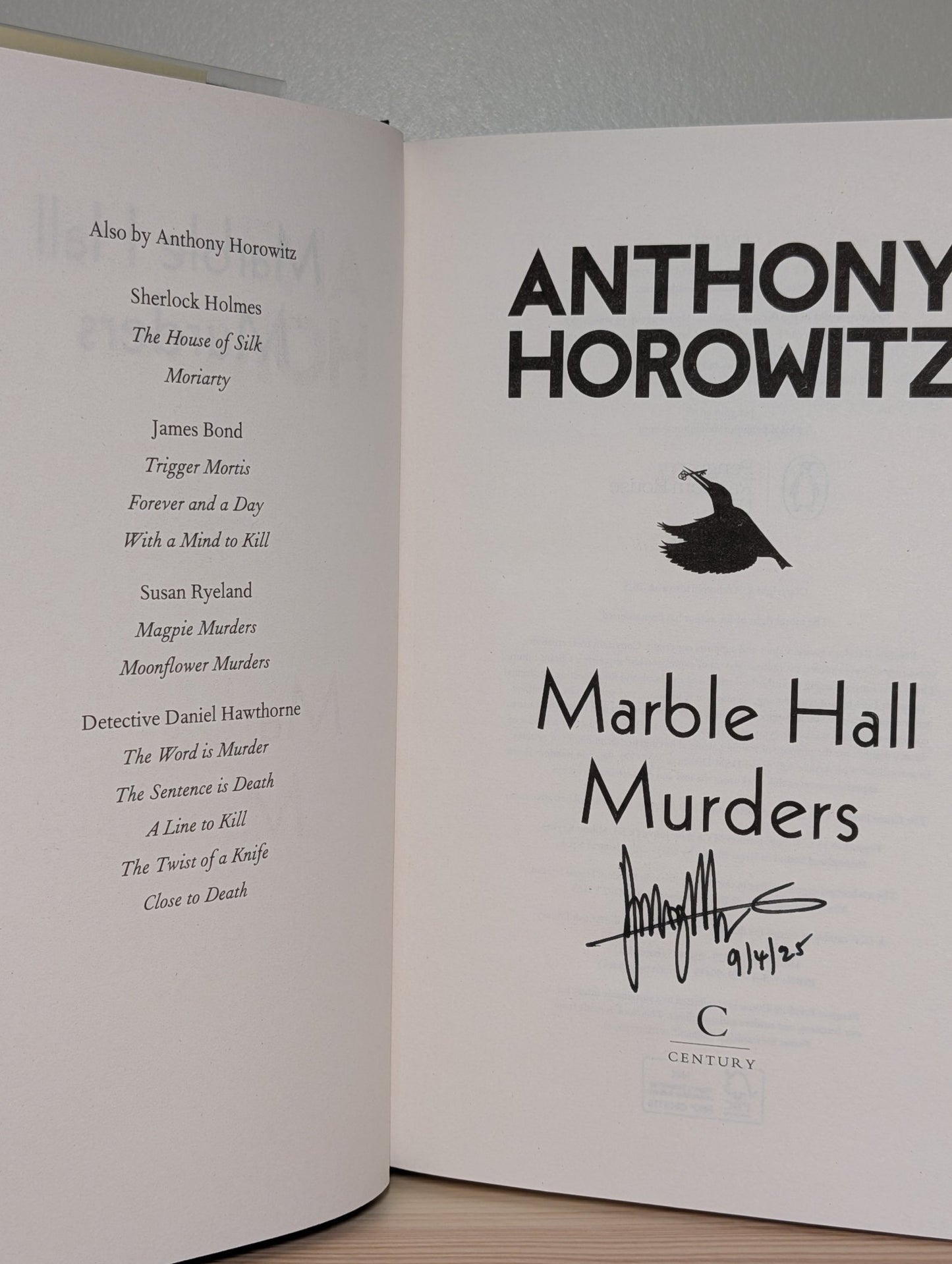 Marble Hall Murders by Anthony Horowitz (Signed Dated First Edition) - Fialta Books