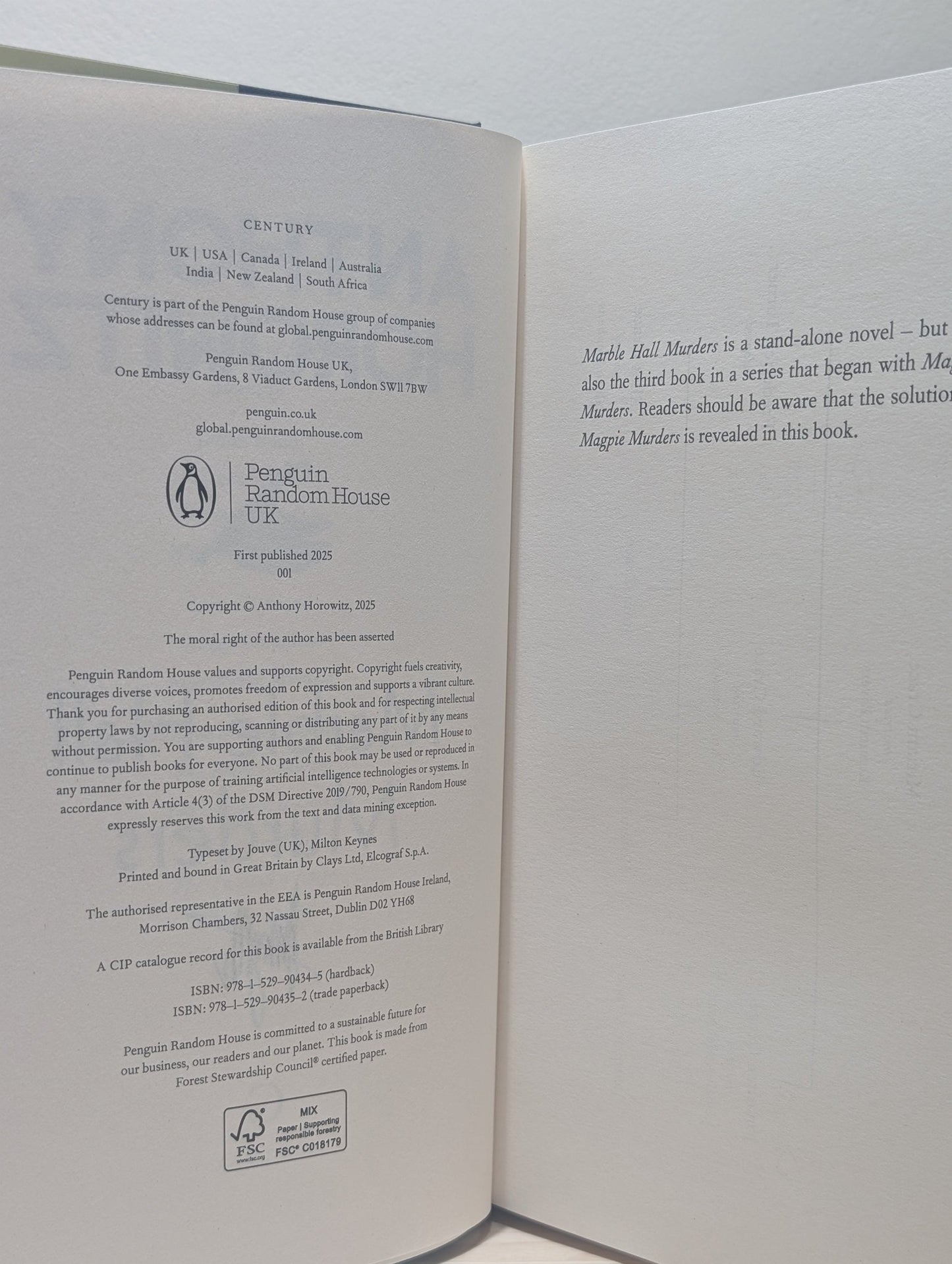 Marble Hall Murders by Anthony Horowitz (Signed First Edition) - Fialta Books