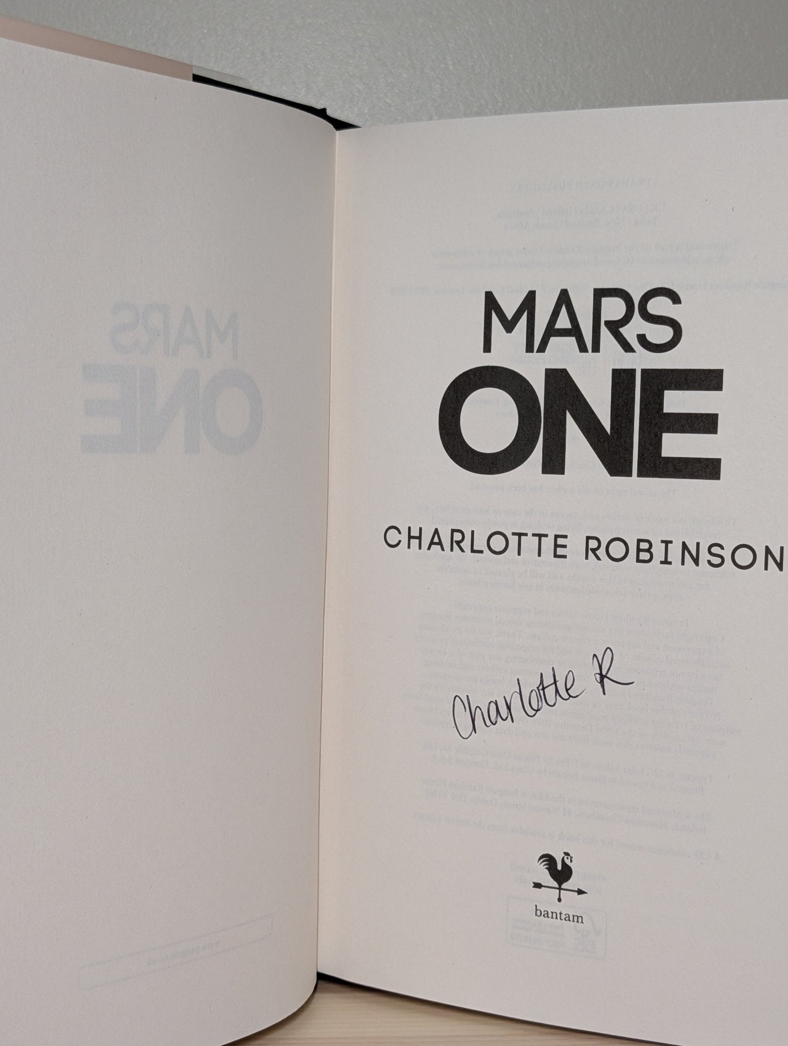 Mars One by Charlotte Robinson (Signed First Edition) - Fialta Books