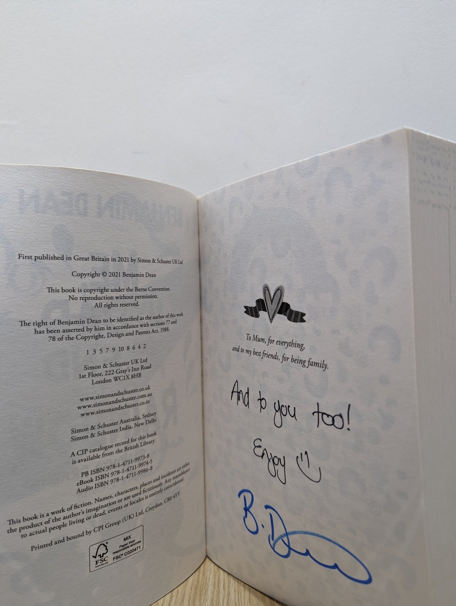 Me, My Dad and the End of the Rainbow by Benjamin Dean (Signed First Edition) - Fialta Books