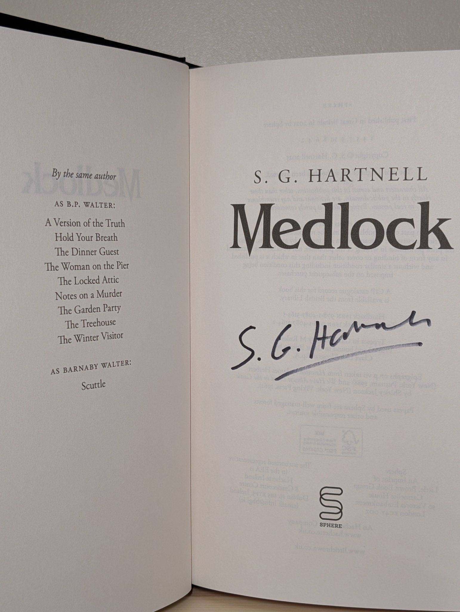 Medlock by S. G. Hartnell (Signed First Edition) - Fialta Books