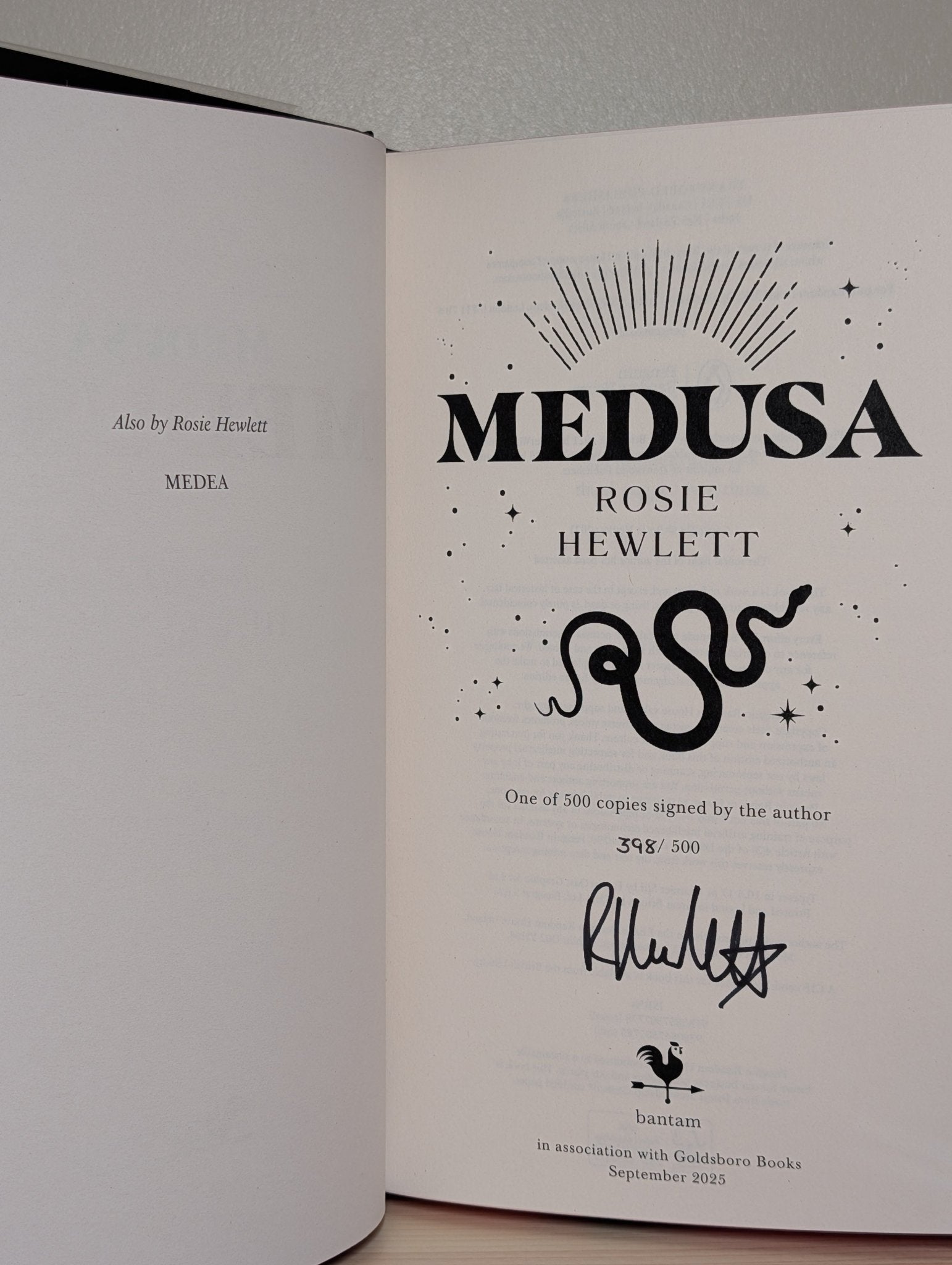Medusa by Rosie Hewlett (Signed Numbered First Edition with sprayed edges) - Fialta Books