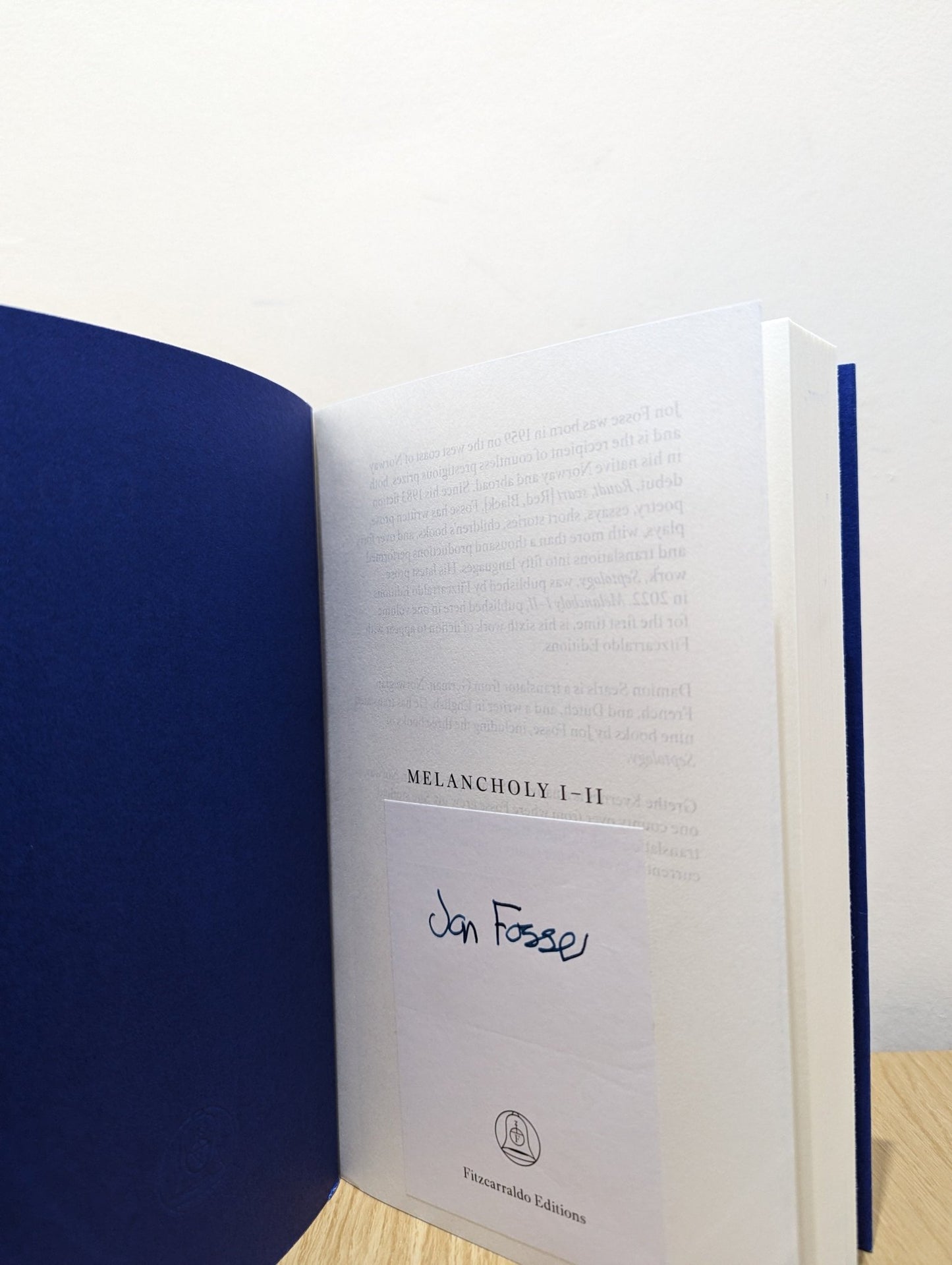 Melancholy I - II by Jon Fosse (Signed First Edition) - Fialta Books
