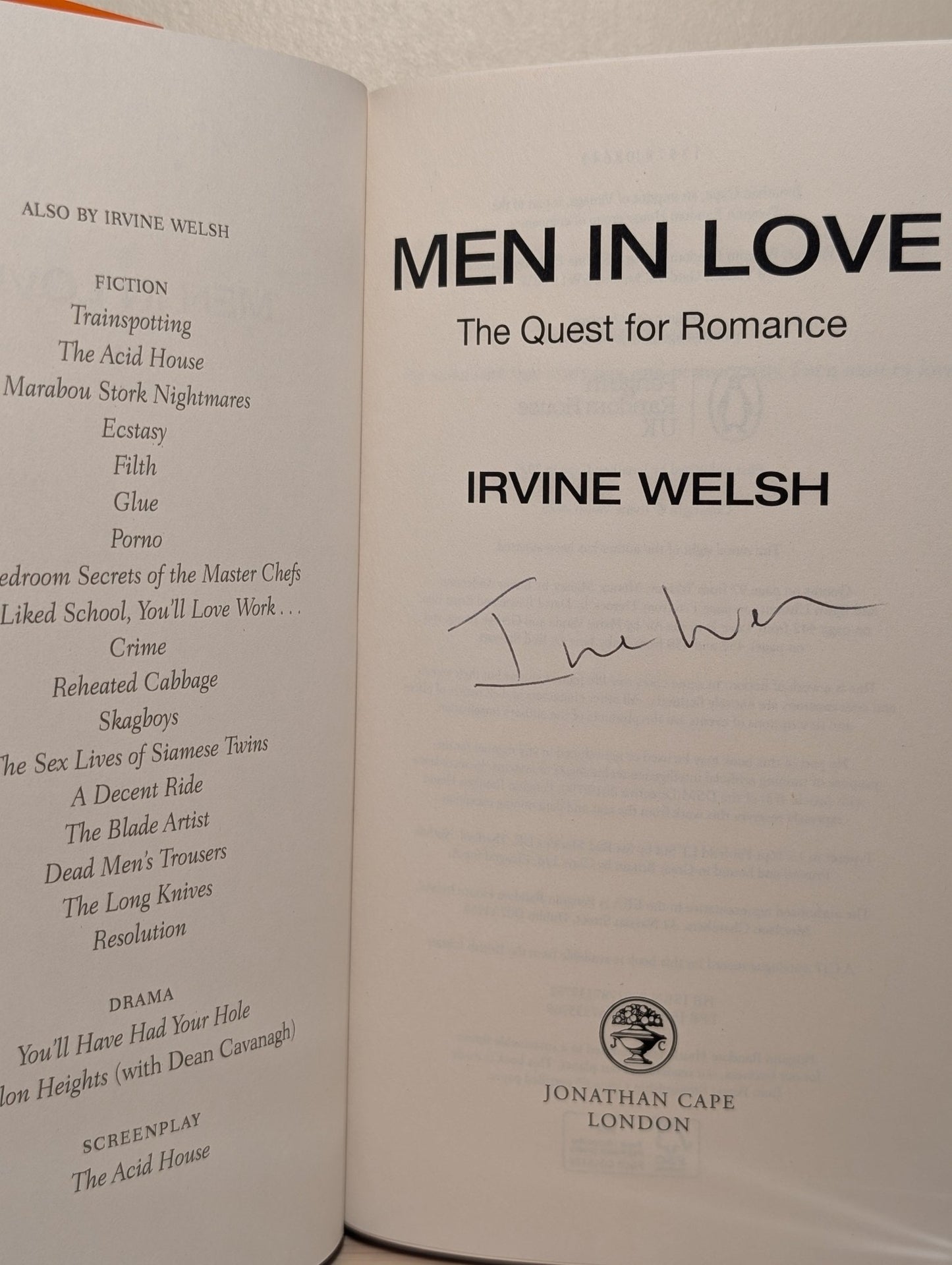 Men in Love by Irvine Welsh (Signed First Edition) - Fialta Books