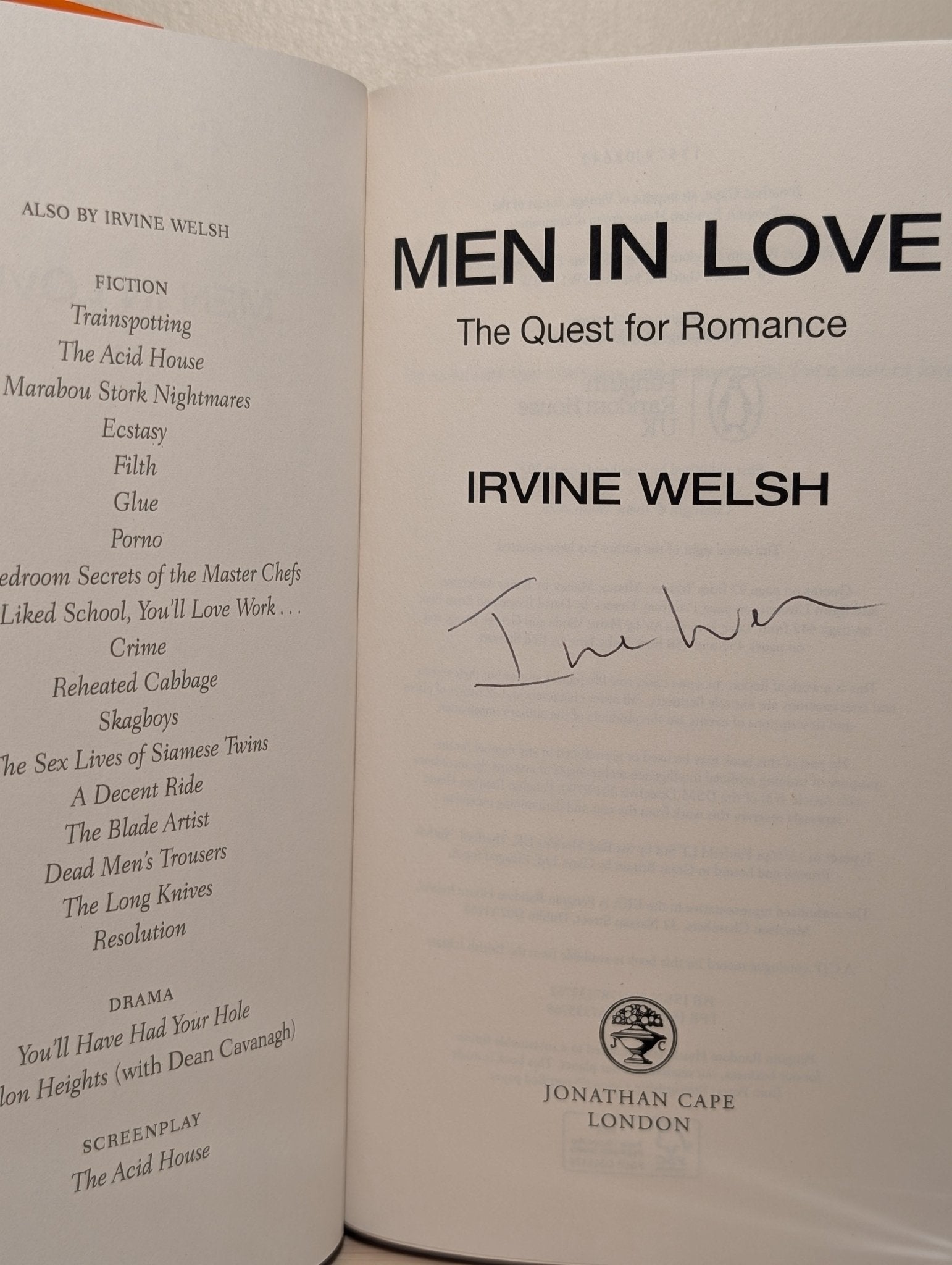 Men in Love by Irvine Welsh (Signed First Edition) - Fialta Books