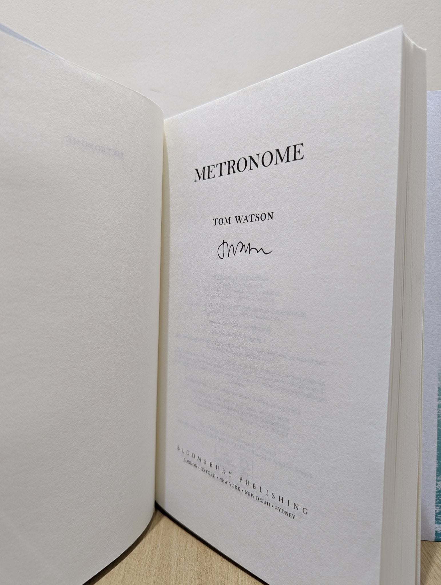 Metronome by Tom Watson (Signed First Edition) - Fialta Books