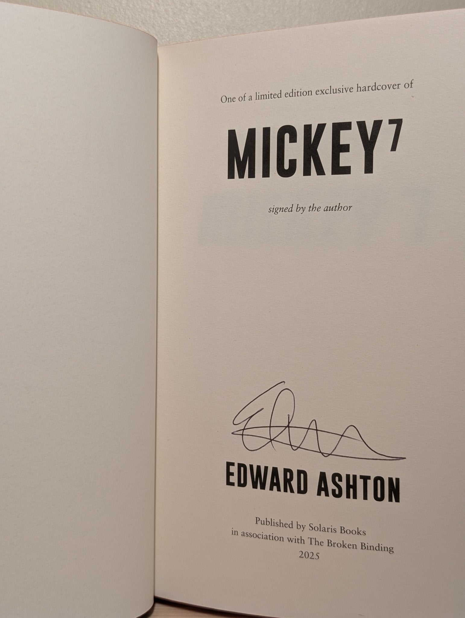 Mickey7 by Edward Ashton (Signed Special Edition with sprayed edges) - Fialta Books