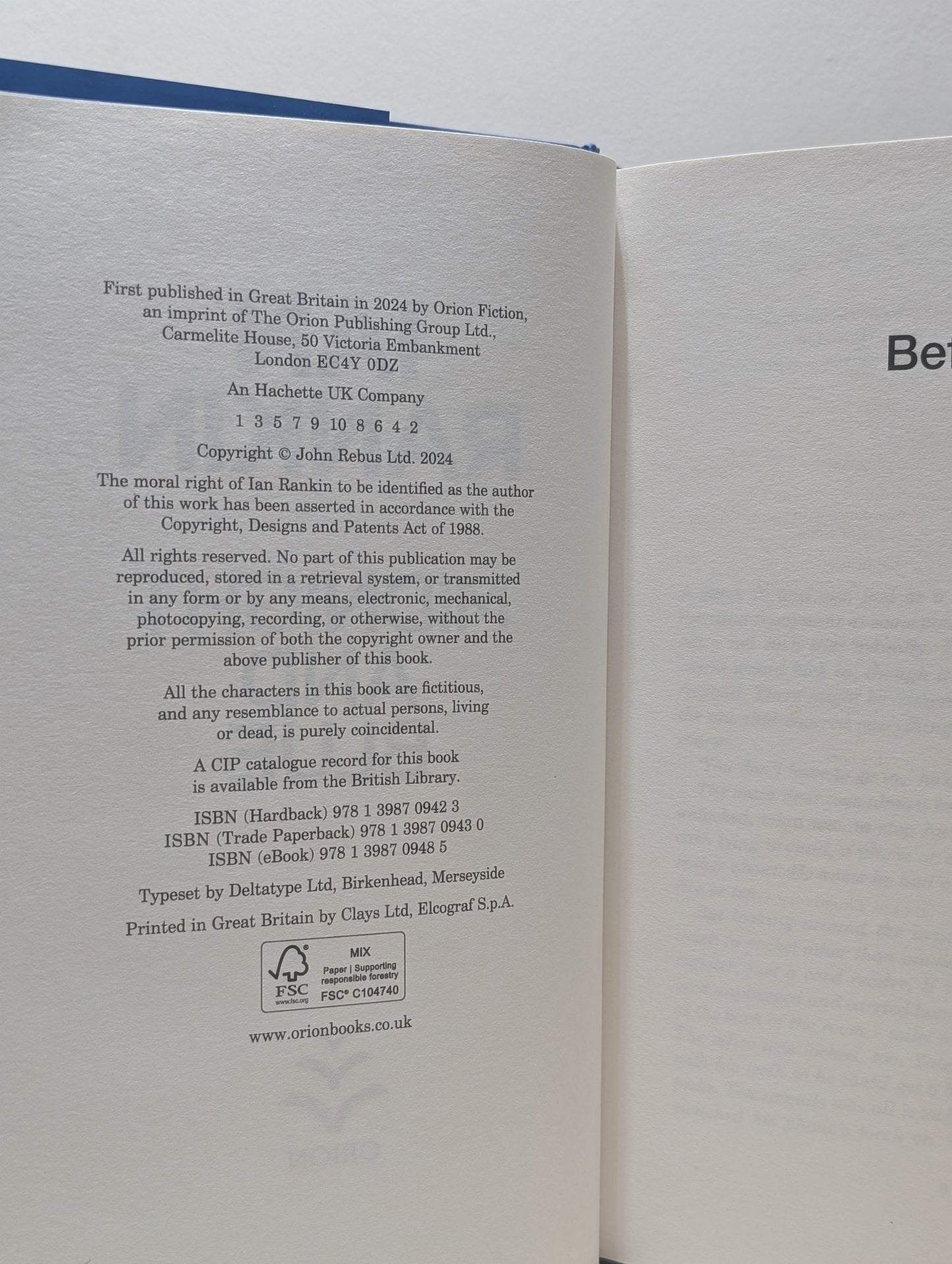 Midnight and Blue by Ian Rankin (Signed First Edition) - Fialta Books