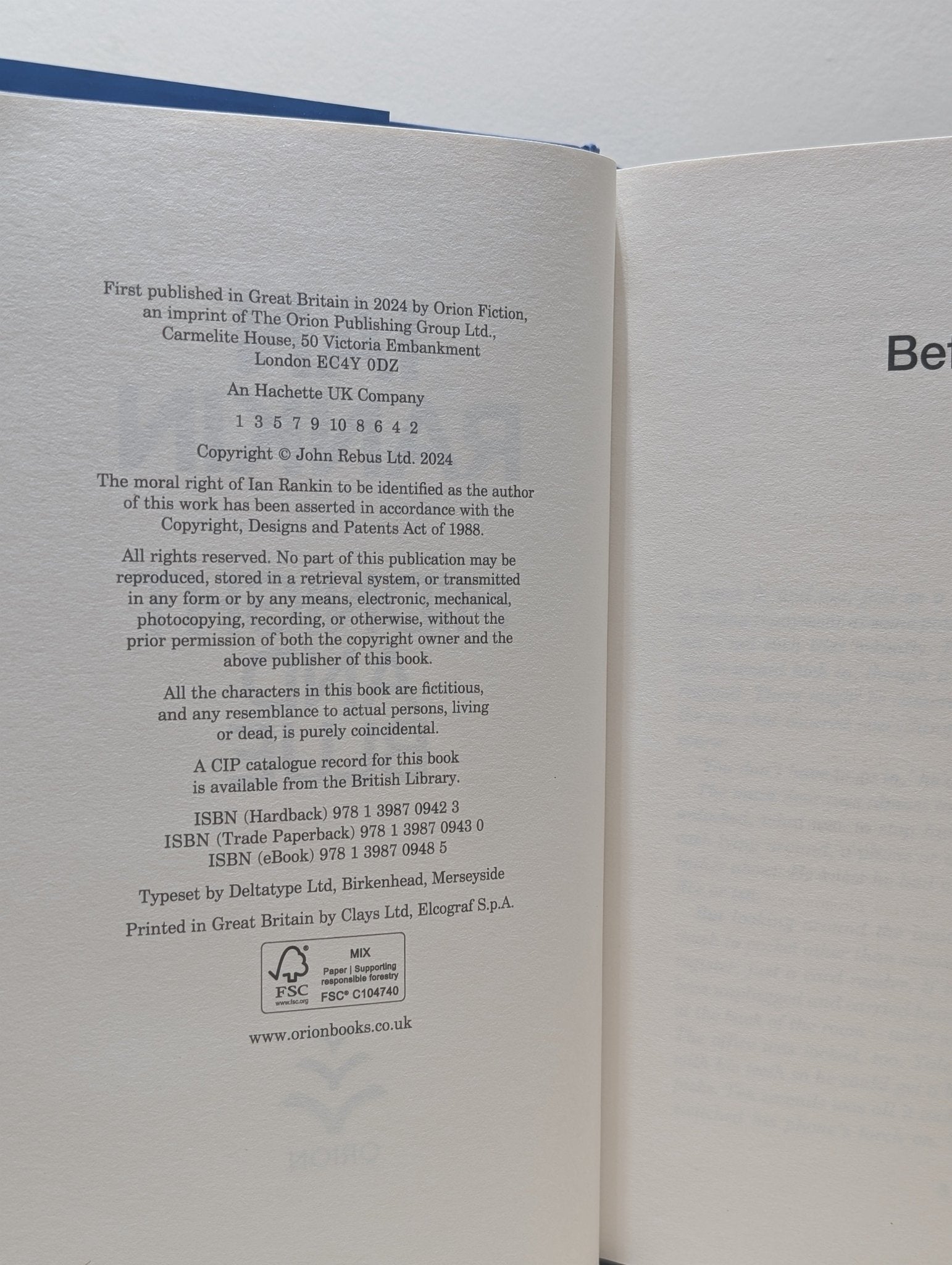 Midnight and Blue by Ian Rankin (Signed First Edition) - Fialta Books