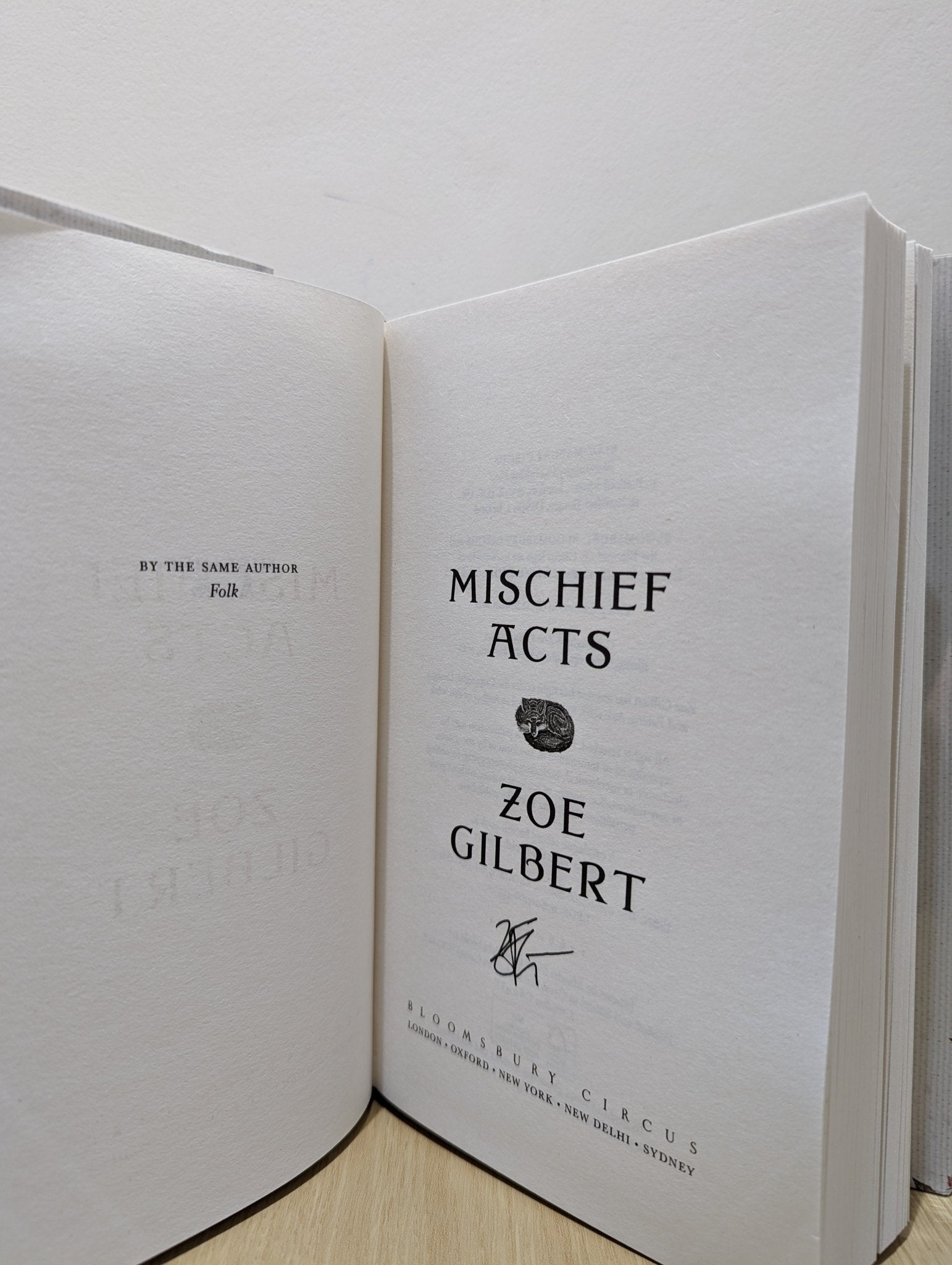 Mischief Acts by Zoe Gilbert (Signed First Edition) - Fialta Books