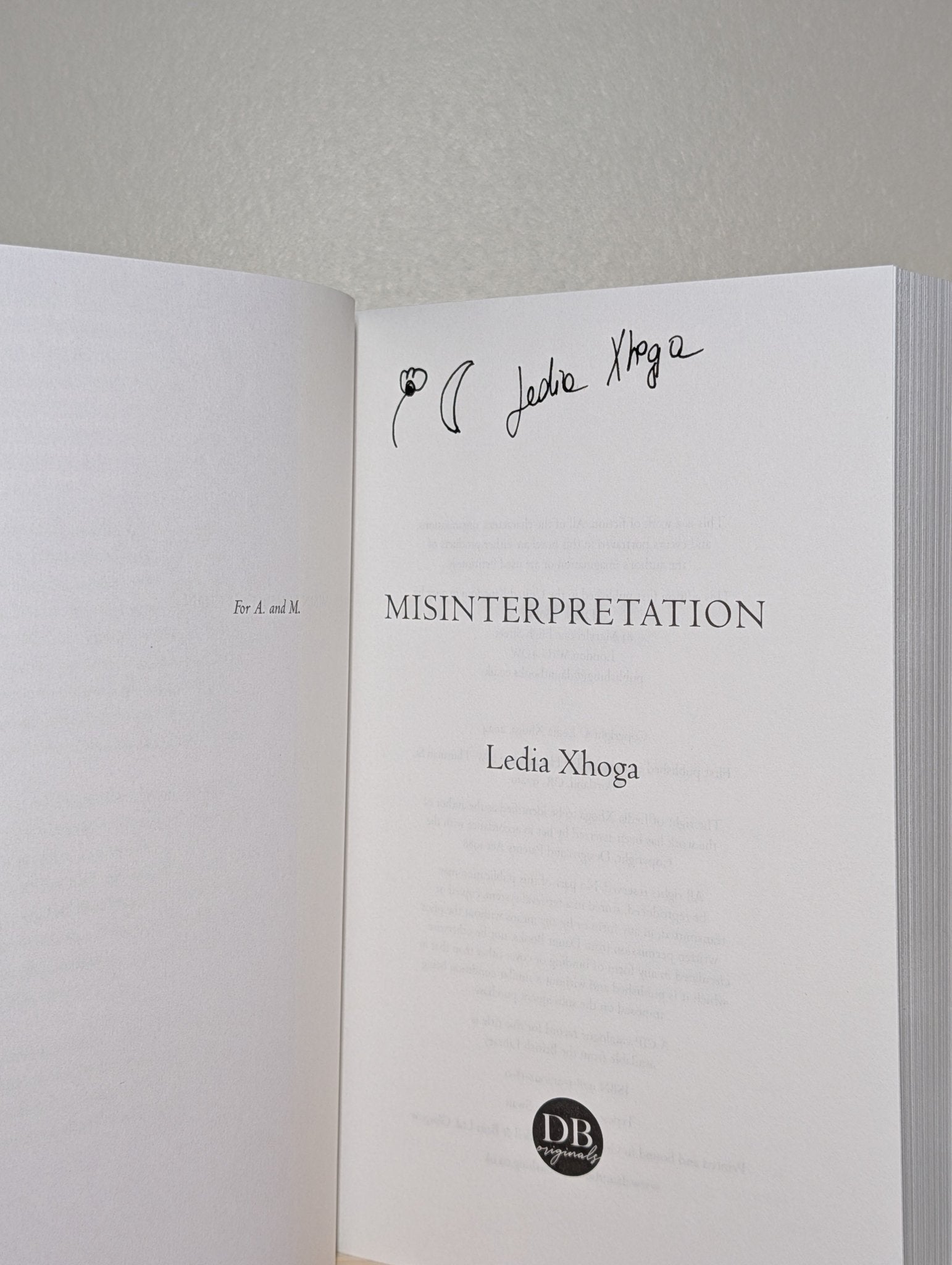 Misinterpretation by Ledia Xhoga (Signed First Edition) - Fialta Books