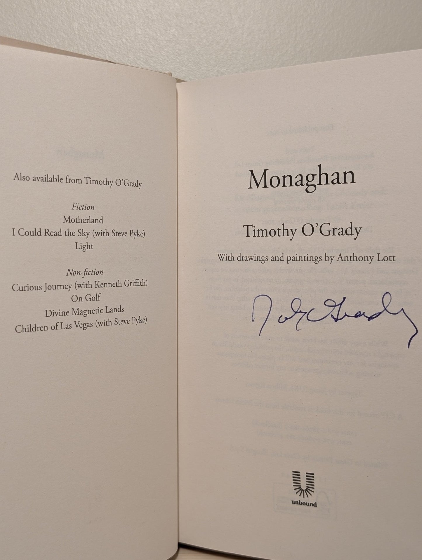 Monaghan by Timothy O'Grady (Signed First Edition) - Fialta Books