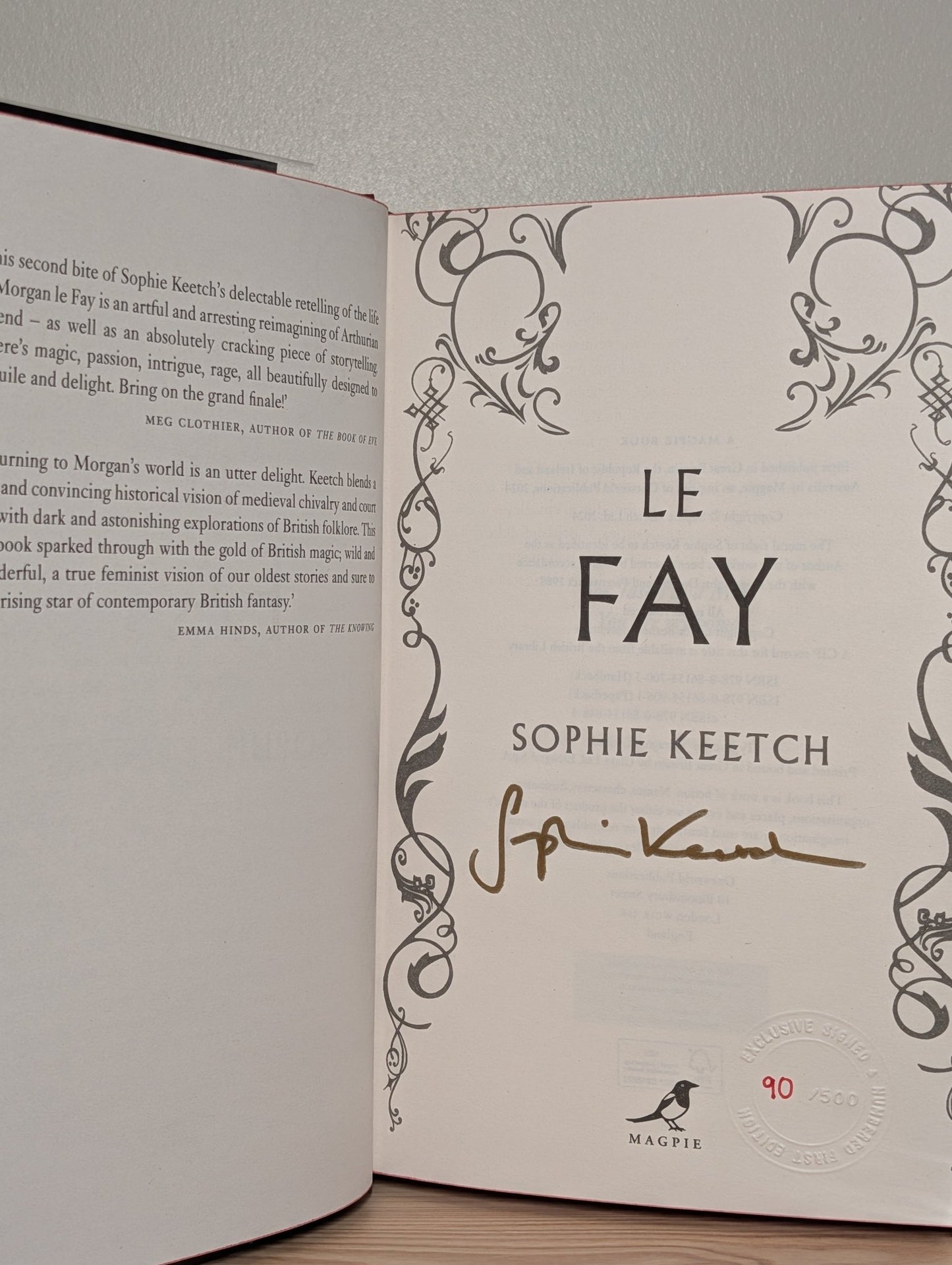Morgan Is My Name; Le Fay; Storm over Camelot by Sophie Keetch (Signed Set with sprayed edges) - Fialta Books