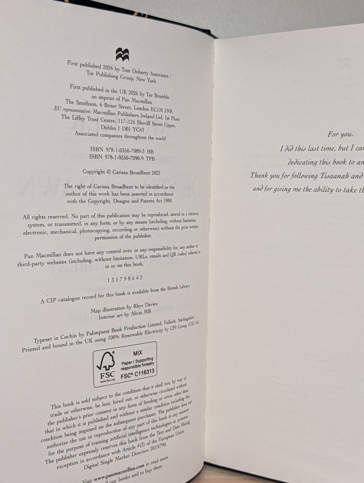 Mother of Death and Dawn by Carissa Broadbent (Signed First Edition with sprayed edges) - Fialta Books