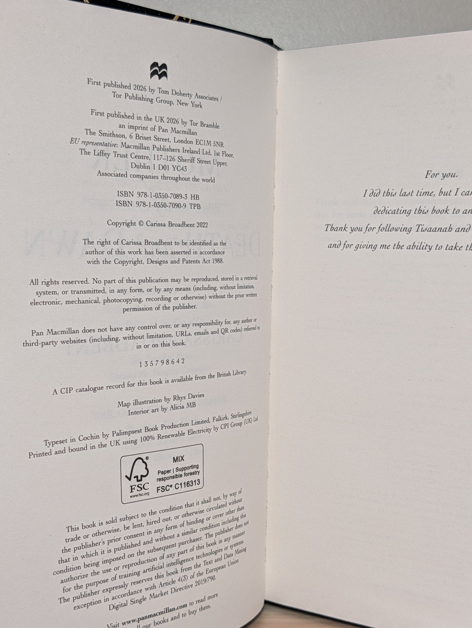 Mother of Death and Dawn by Carissa Broadbent (Signed First Edition with sprayed edges) - Fialta Books