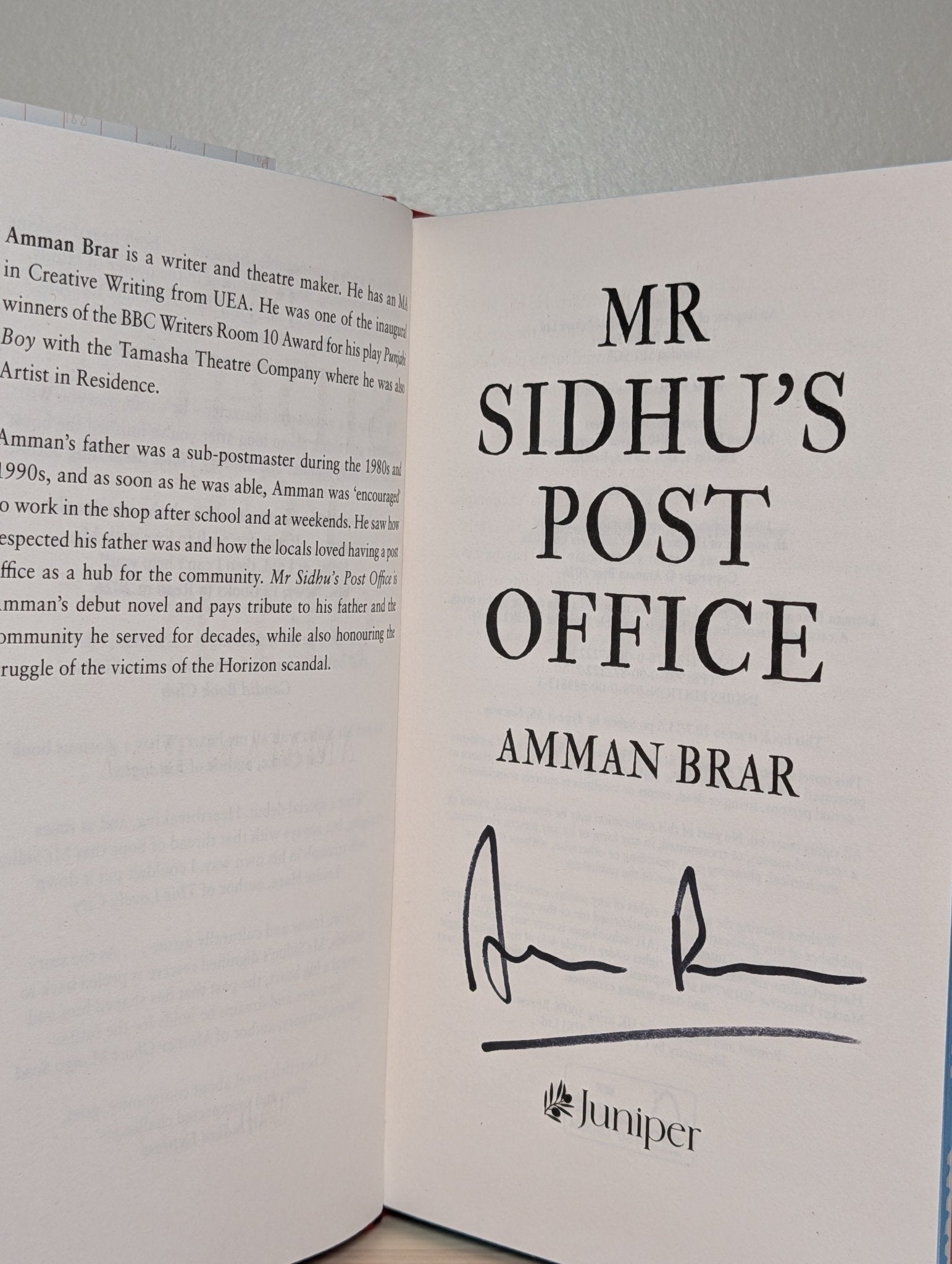 Mr Sidhu's Post Office by Amman Brar (Signed First Edition with sprayed edges) - Fialta Books