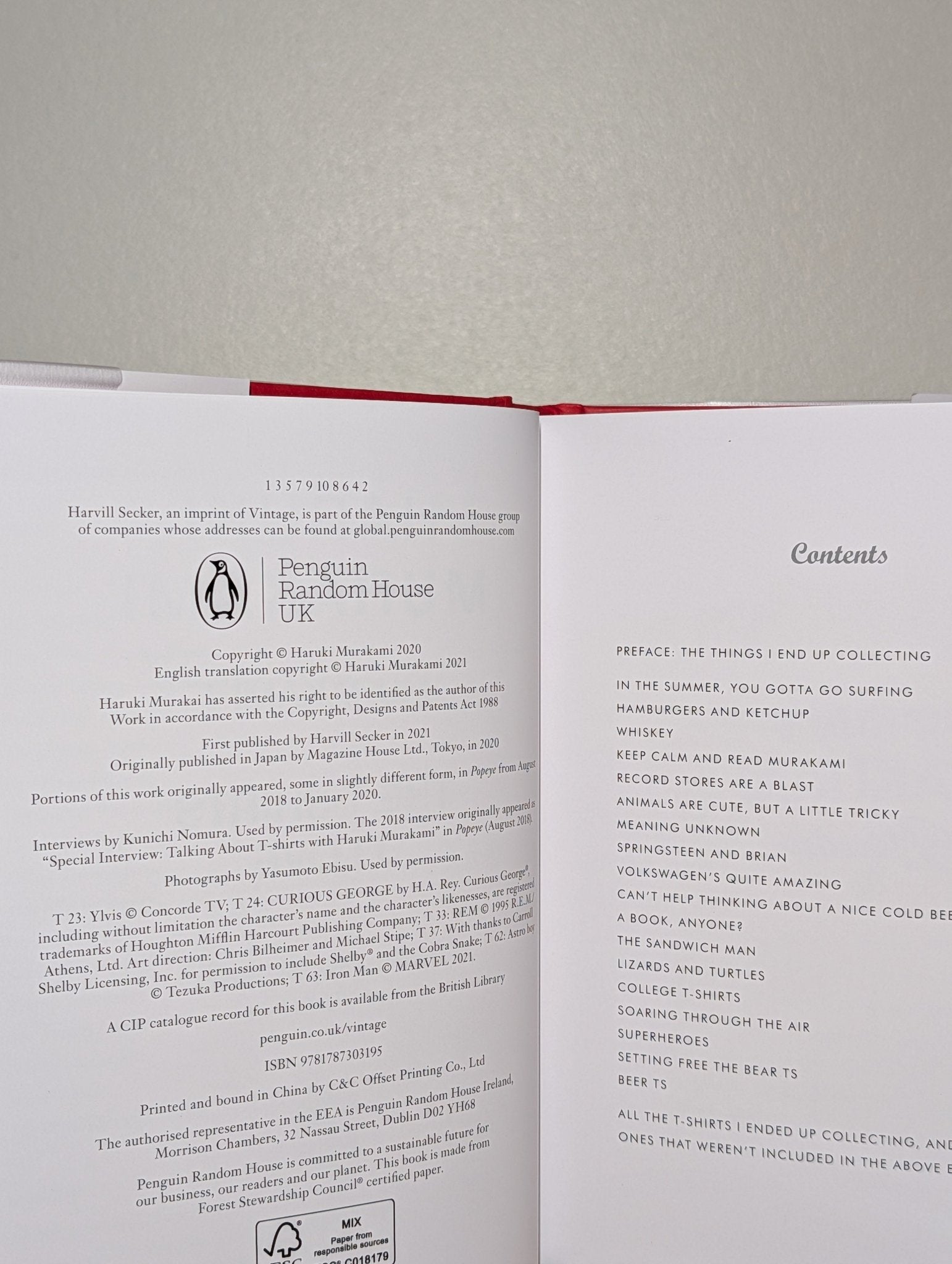 Murakami T: The T-Shirts I Love by Haruki Murakami (Signed First Edition) - Fialta Books