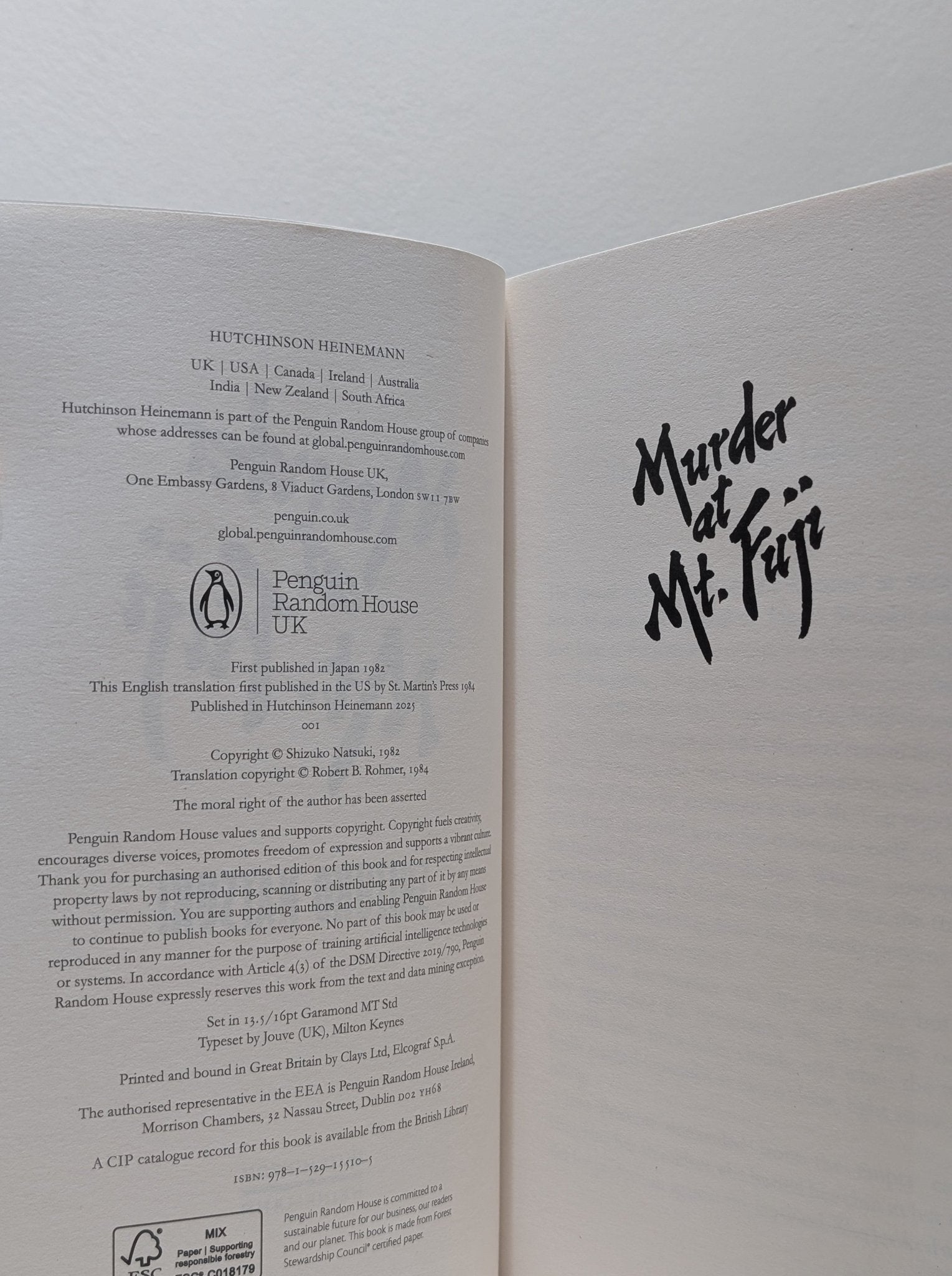 Murder at Mount Fuji by Shizuko Natsuki (First Edition) - Fialta Books