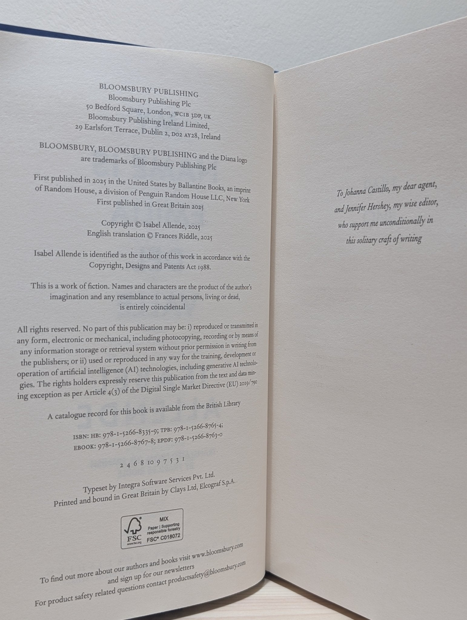 My Name is Emilia del Valle by Isabel Allende (Signed First Edition) - Fialta Books