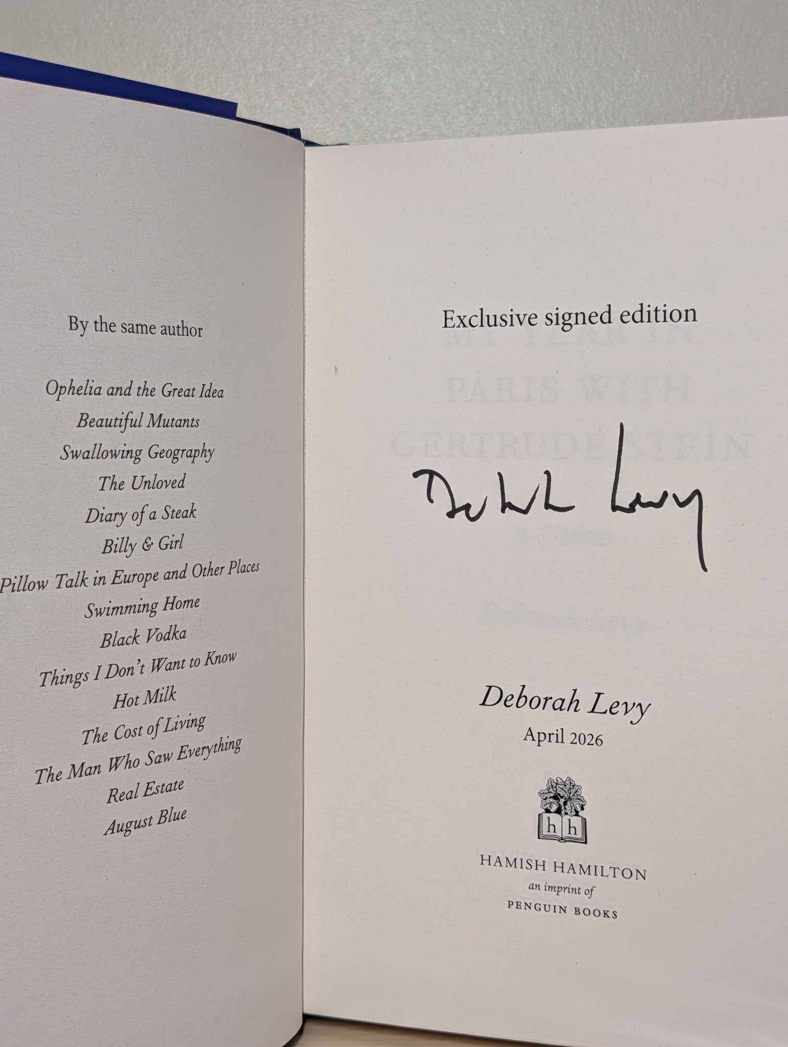 My Year in Paris with Gertrude Stein by Deborah Levy (Signed First Edition) - Fialta Books