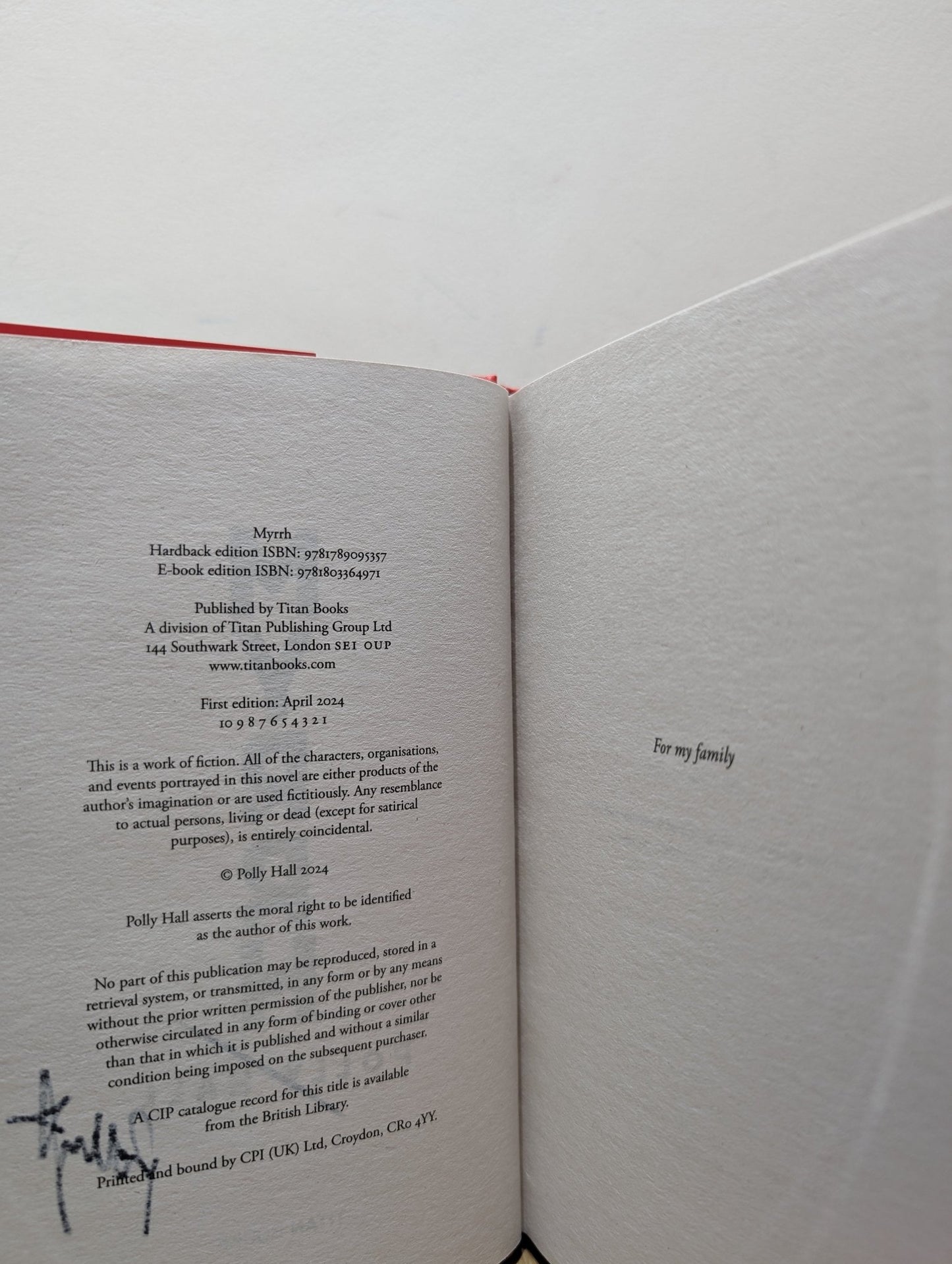 Myrrh by Polly Hall (Signed First Edition) - Fialta Books