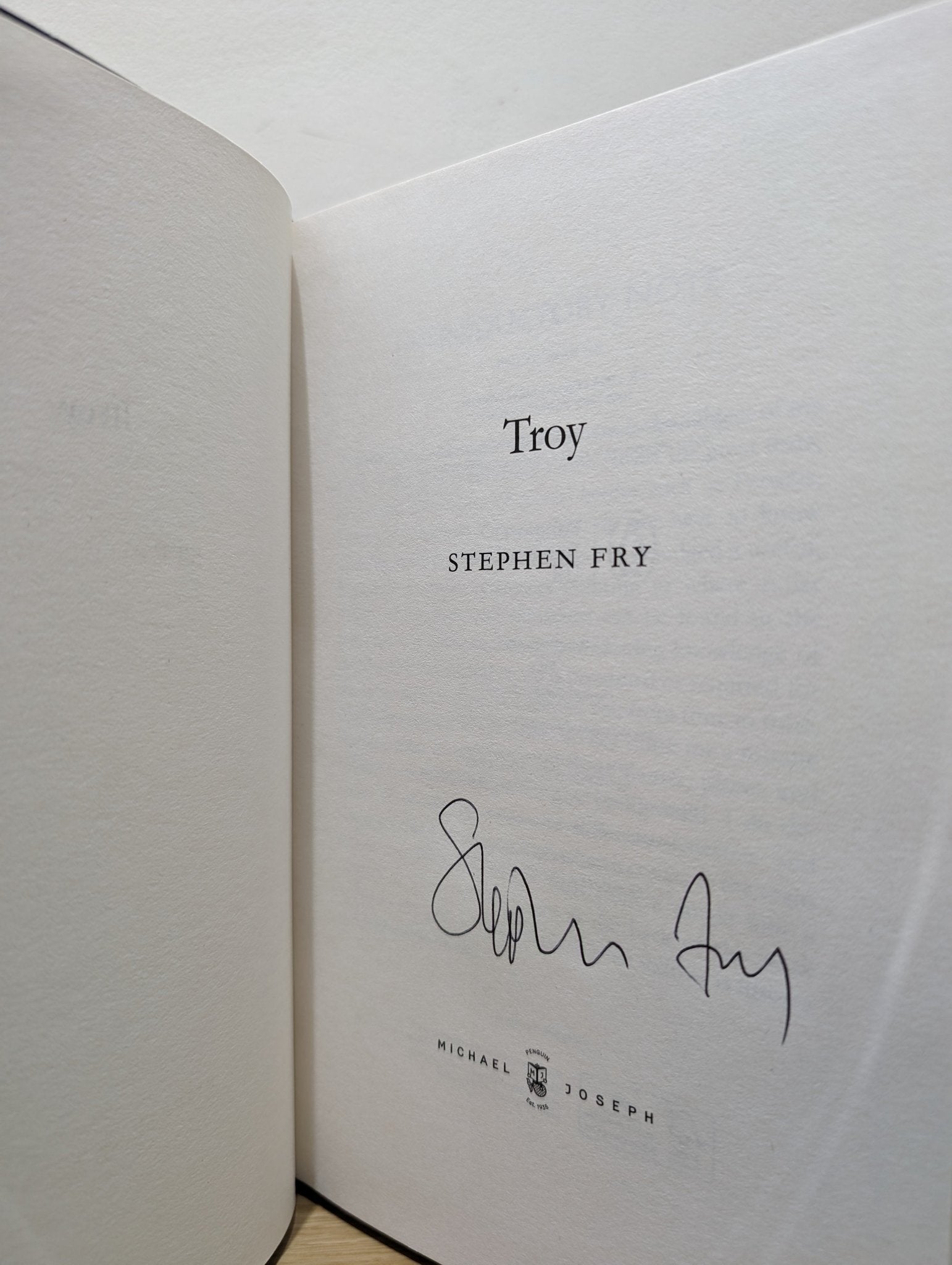 Mythos; Heroes; Troy by Stephen Fry (Signed Set) - Fialta Books