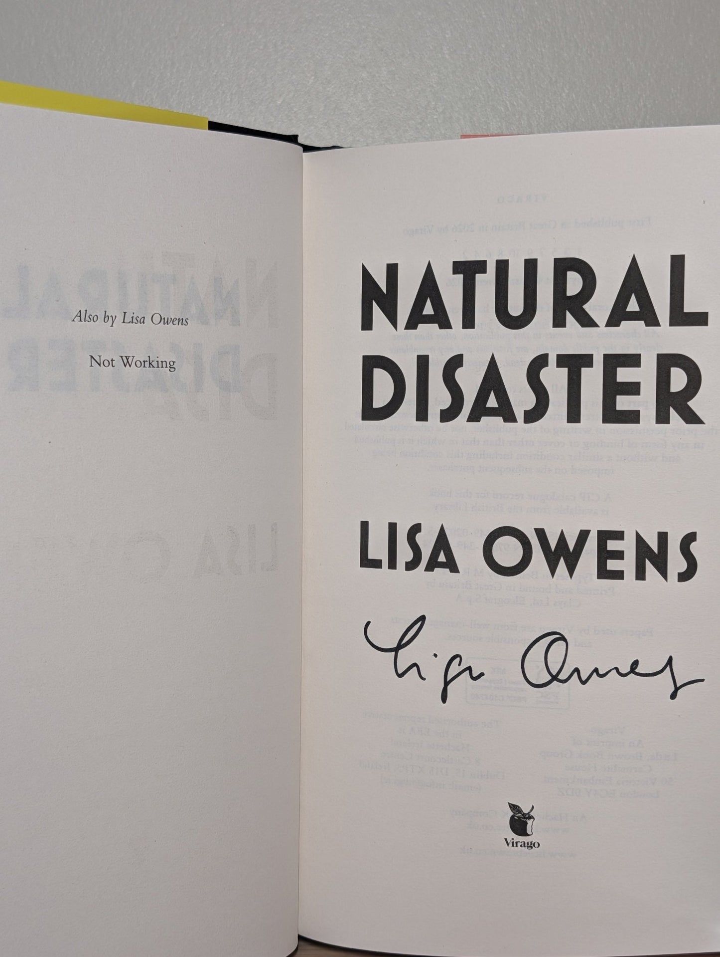 Natural Disaster by Lisa Owens (Signed First Edition) - Fialta Books