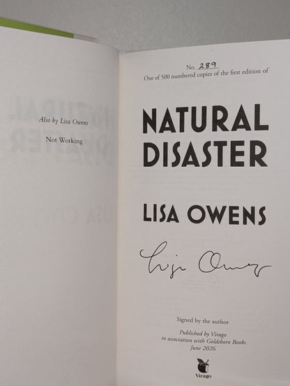 Natural Disaster by Lisa Owens (Signed First Edition with sprayed edges) - Fialta Books