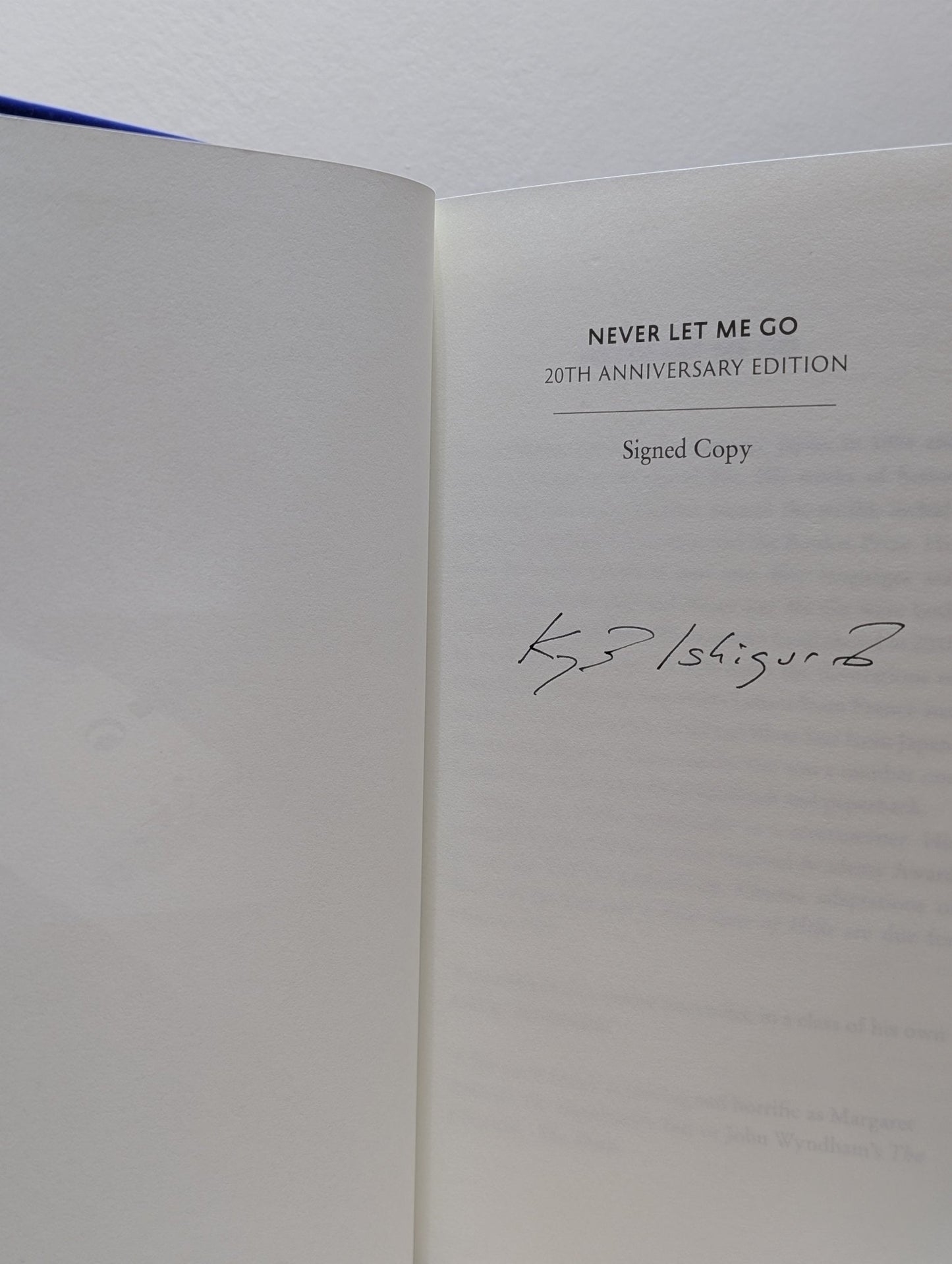 Never Let Me Go: Signed Twentieth Anniversary Edition by Kazuo Ishiguro - Fialta Books