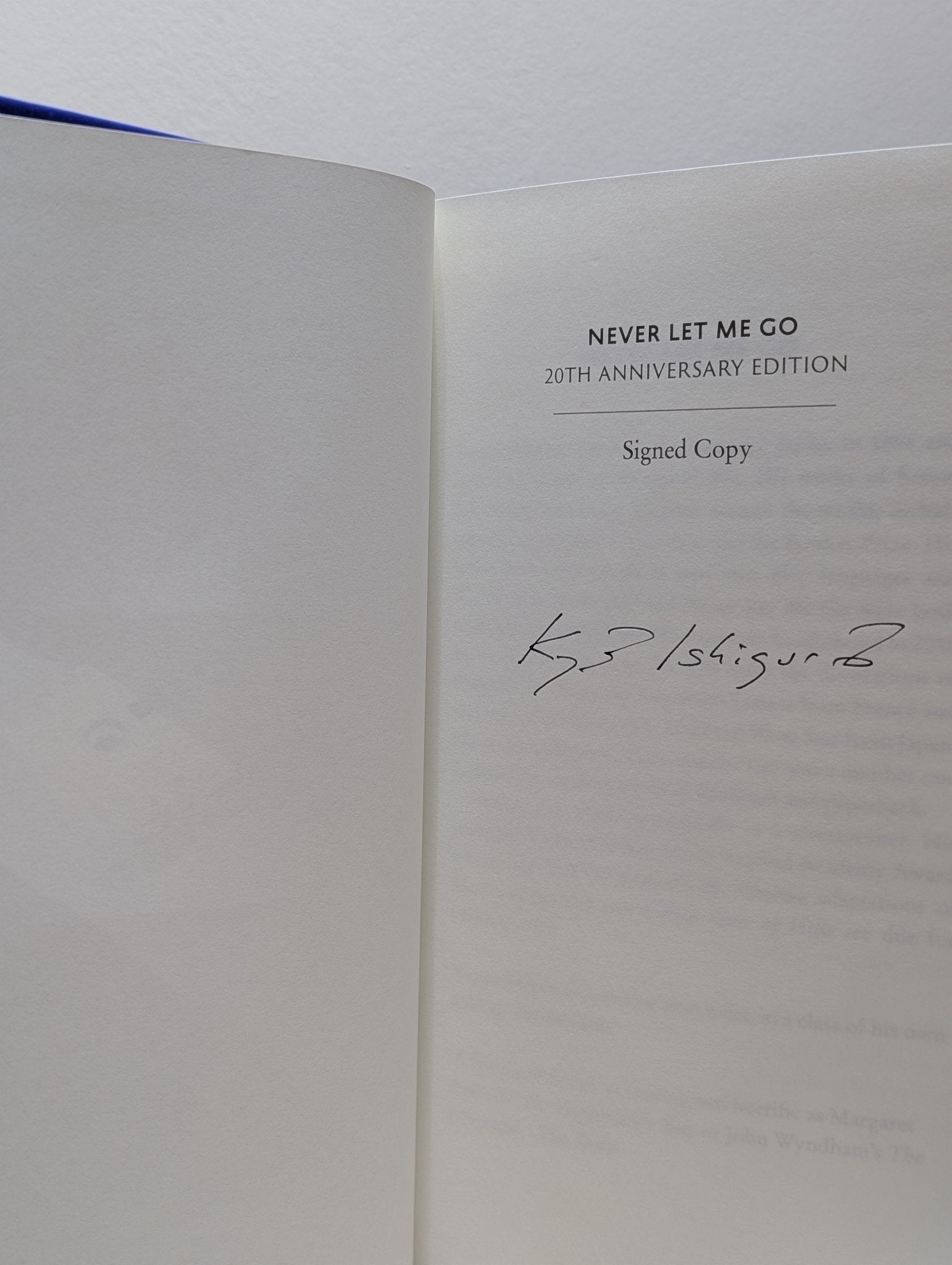 Never Let Me Go: Signed Twentieth Anniversary Edition by Kazuo Ishiguro - Fialta Books