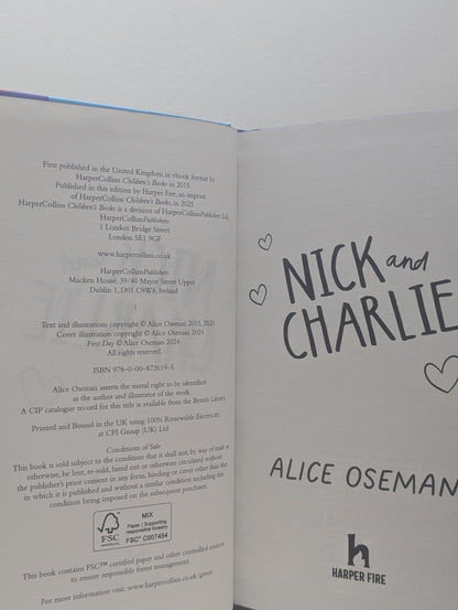 Nick and Charlie: A Heartstopper novella by Alice Oseman (Signed Hardback Edition with sprayed edges) - Fialta Books