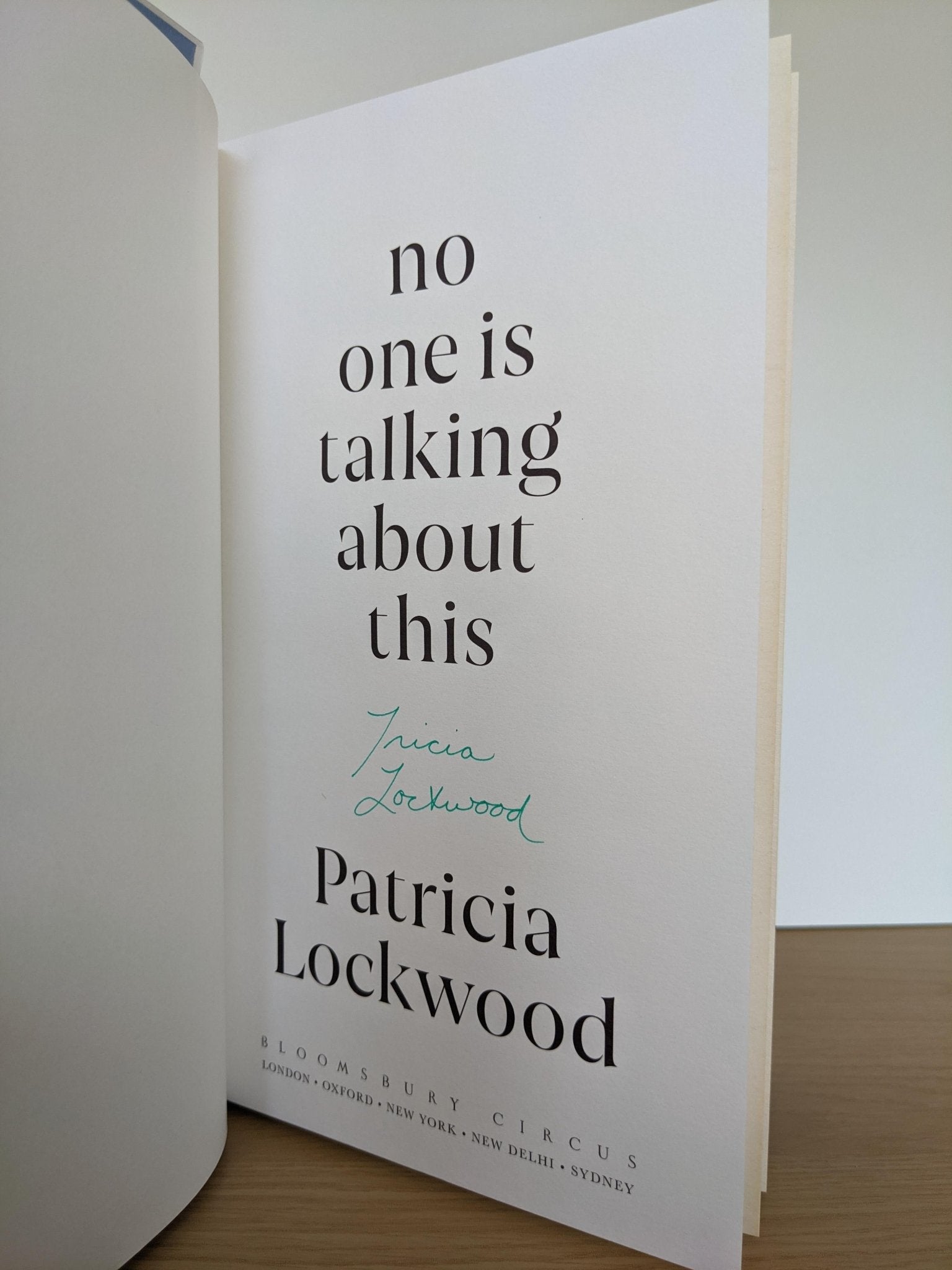 No One Is Talking About This by Patricia Lockwood (Signed First Edition) - Fialta Books