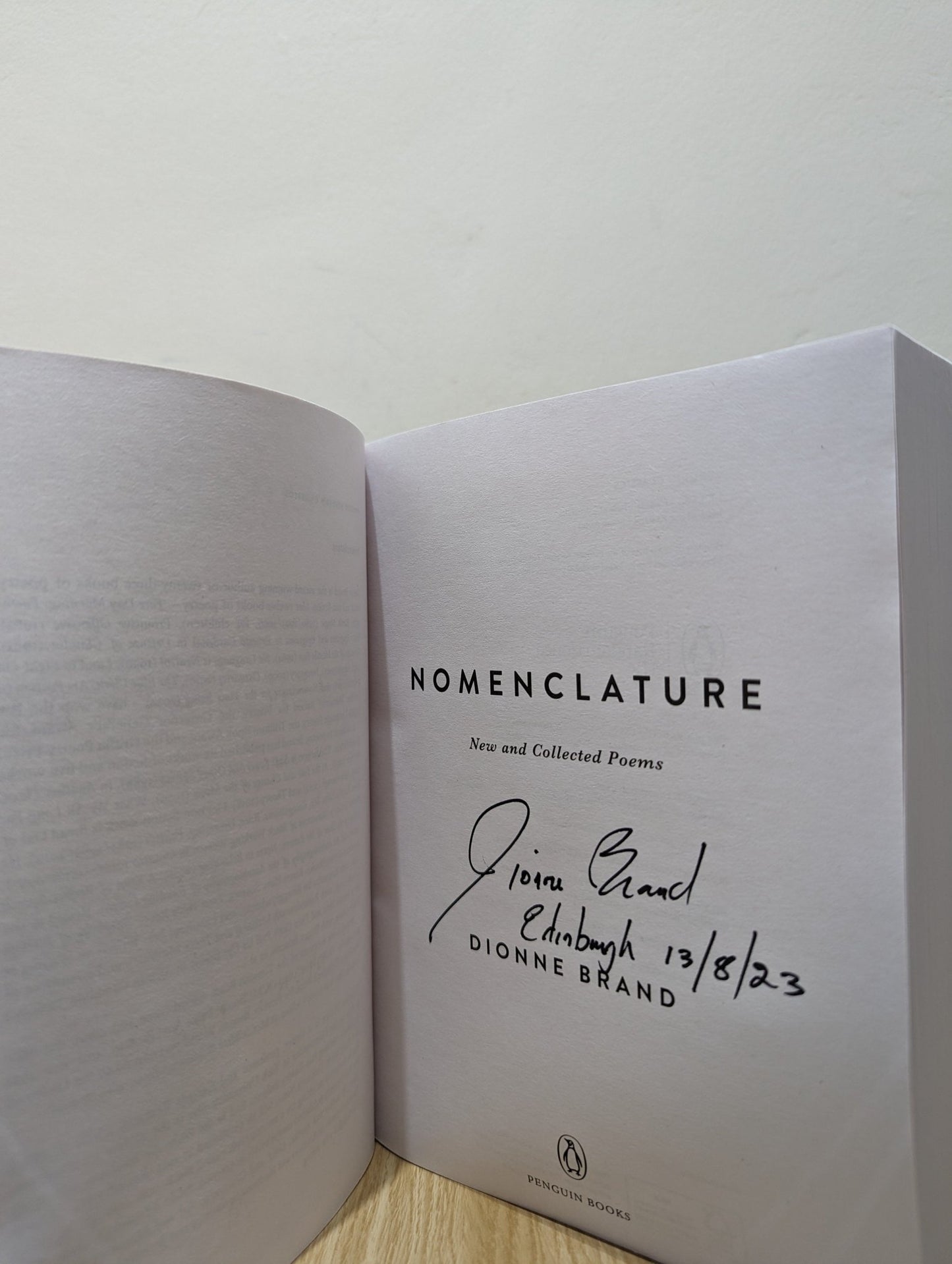 Nomenclature: New and Collected Poems by Dionne Brand (Signed Dated Edition) - Fialta Books