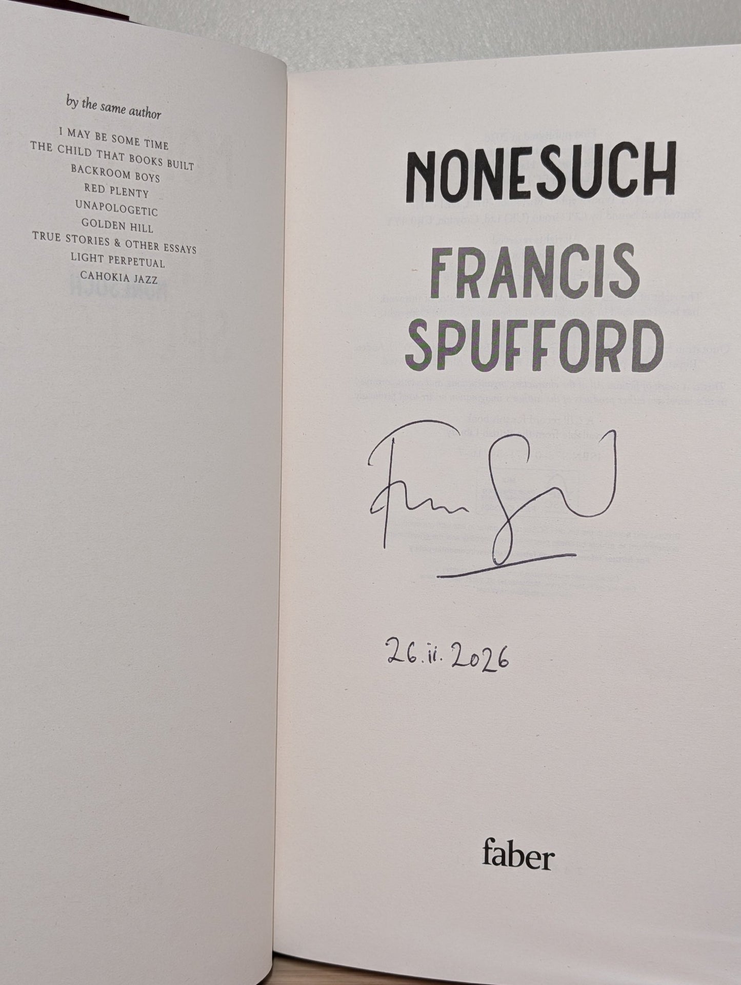 Nonesuch by Francis Spufford (Signed Dated First Edition) - Fialta Books