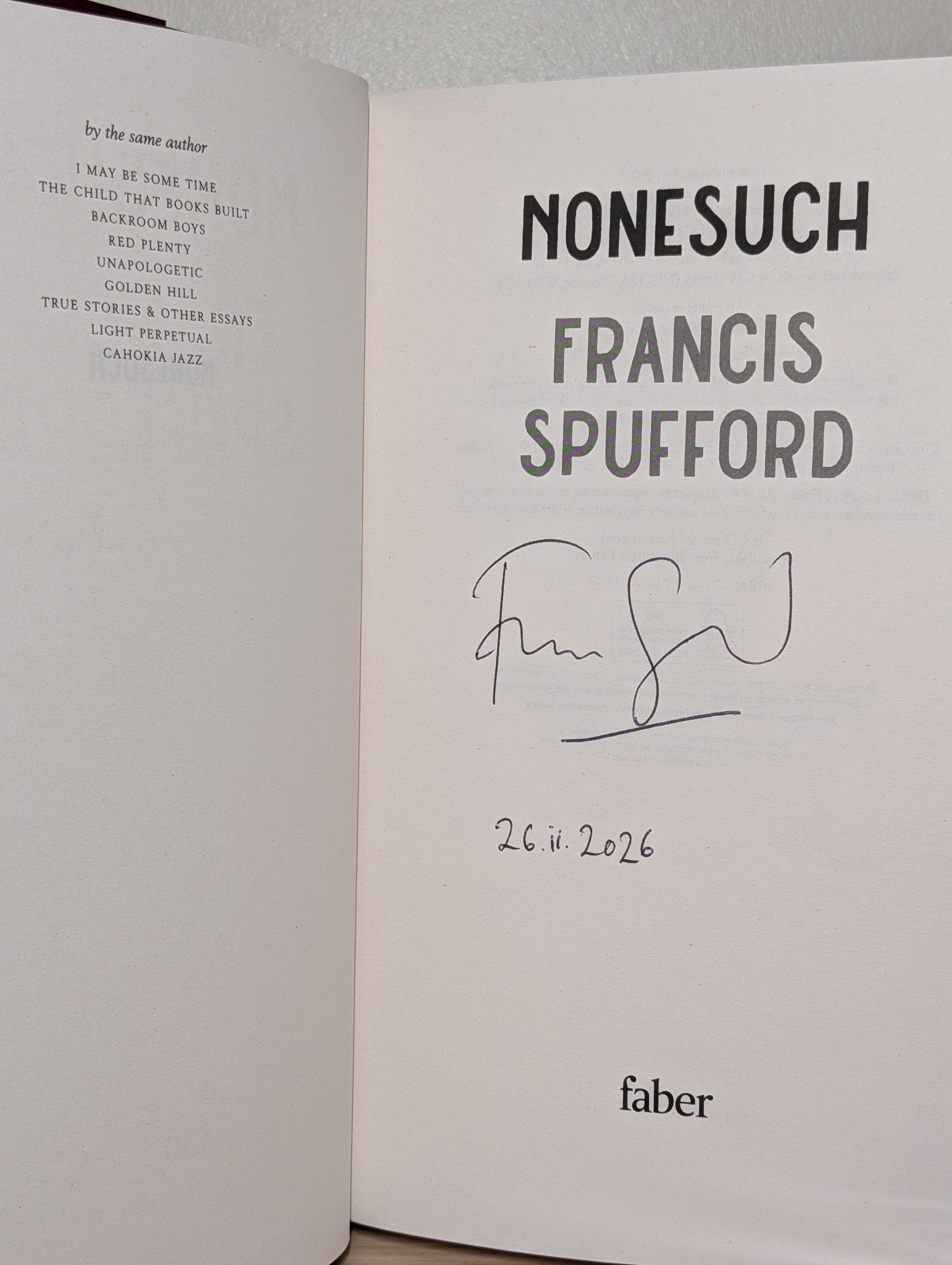 Nonesuch by Francis Spufford (Signed Dated First Edition) - Fialta Books