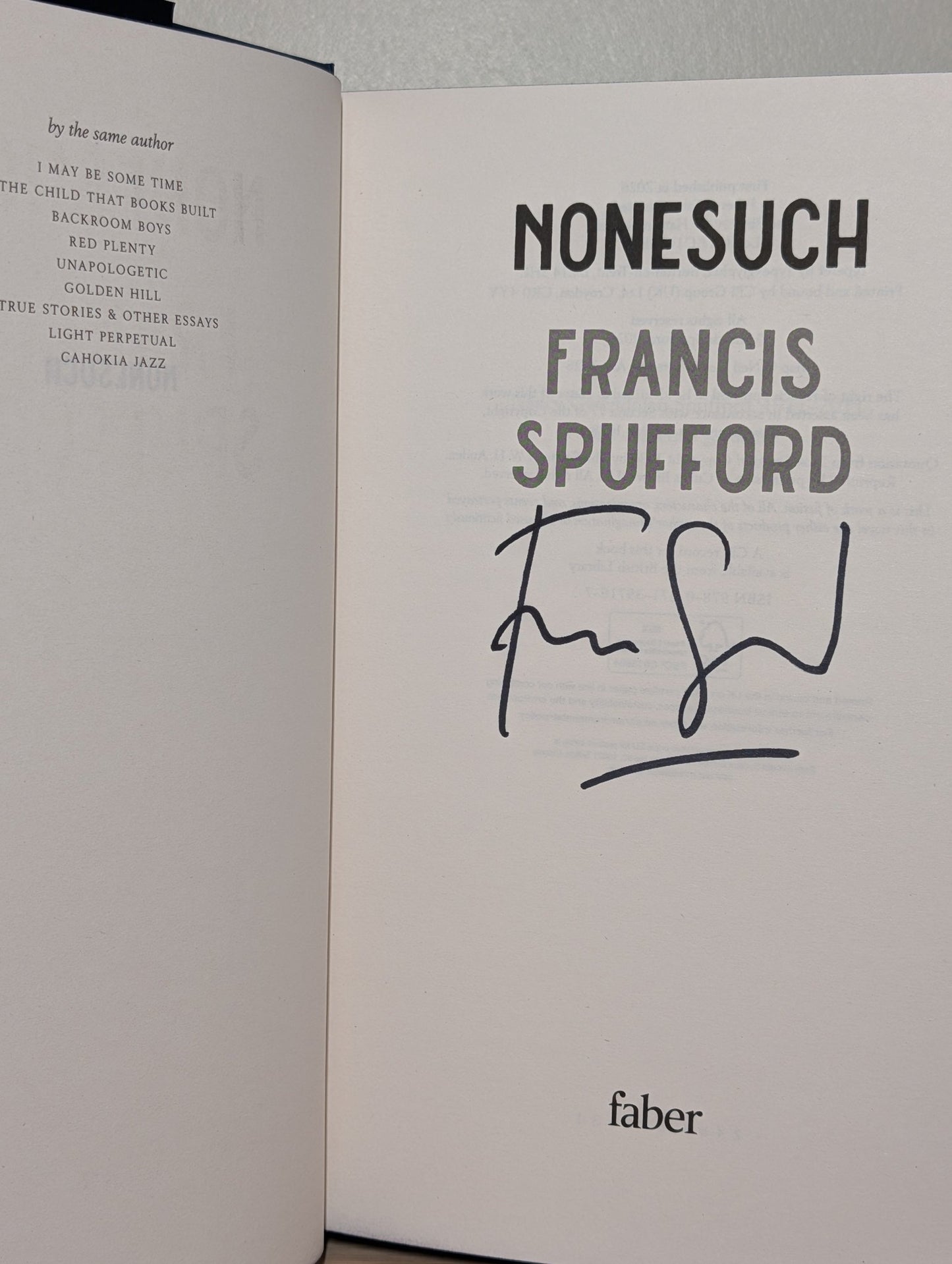 Nonesuch by Francis Spufford (Signed First Edition with sprayed edges) - Fialta Books