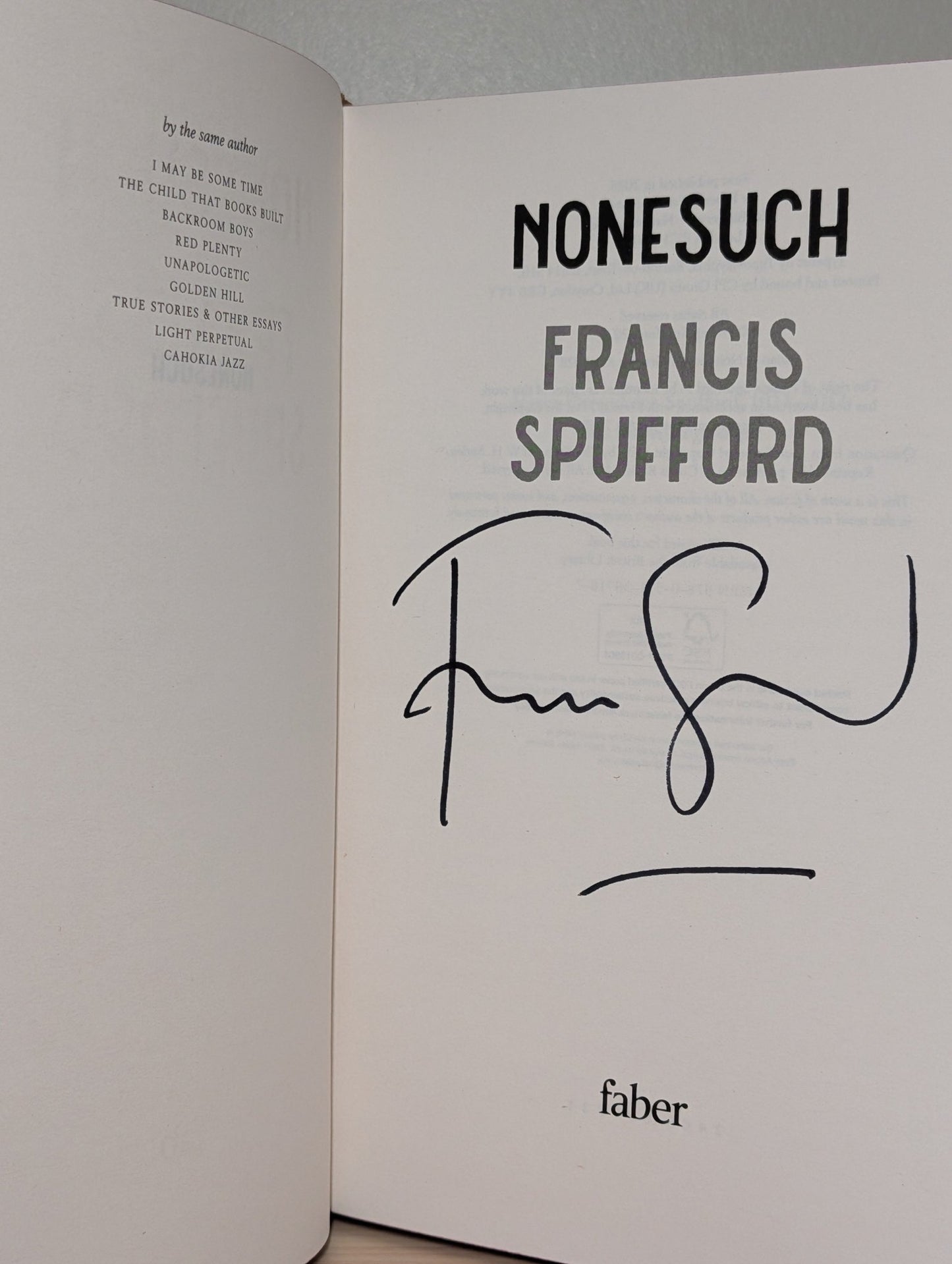 Nonesuch by Francis Spufford (Signed with sprayed edges) - Fialta Books