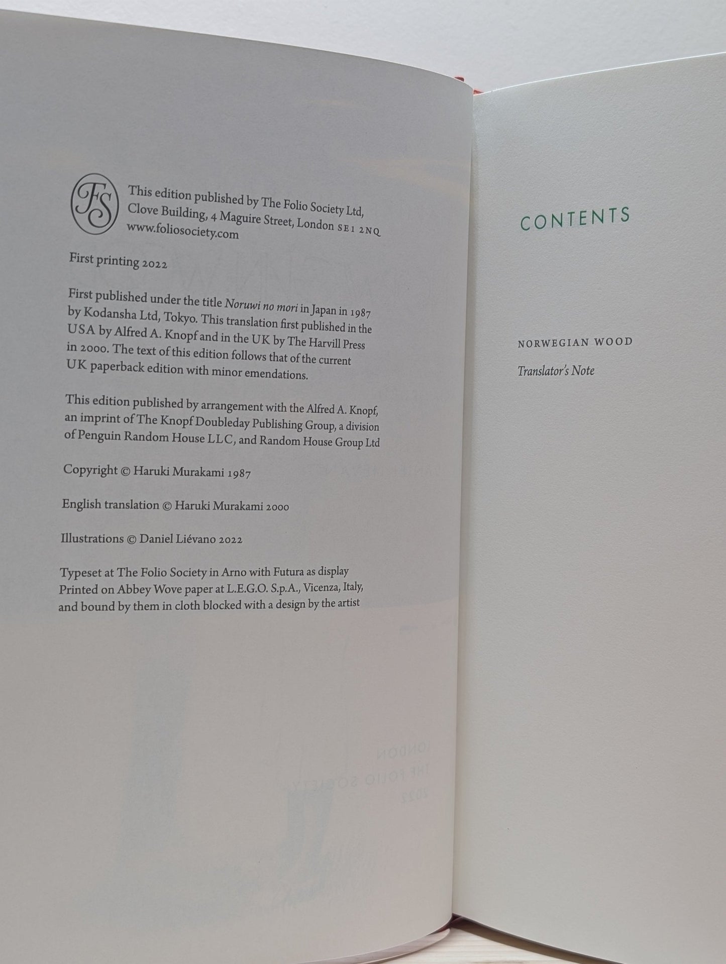 Norwegian Wood by Haruki Murakami (Folio Slipcase Edition) - Fialta Books