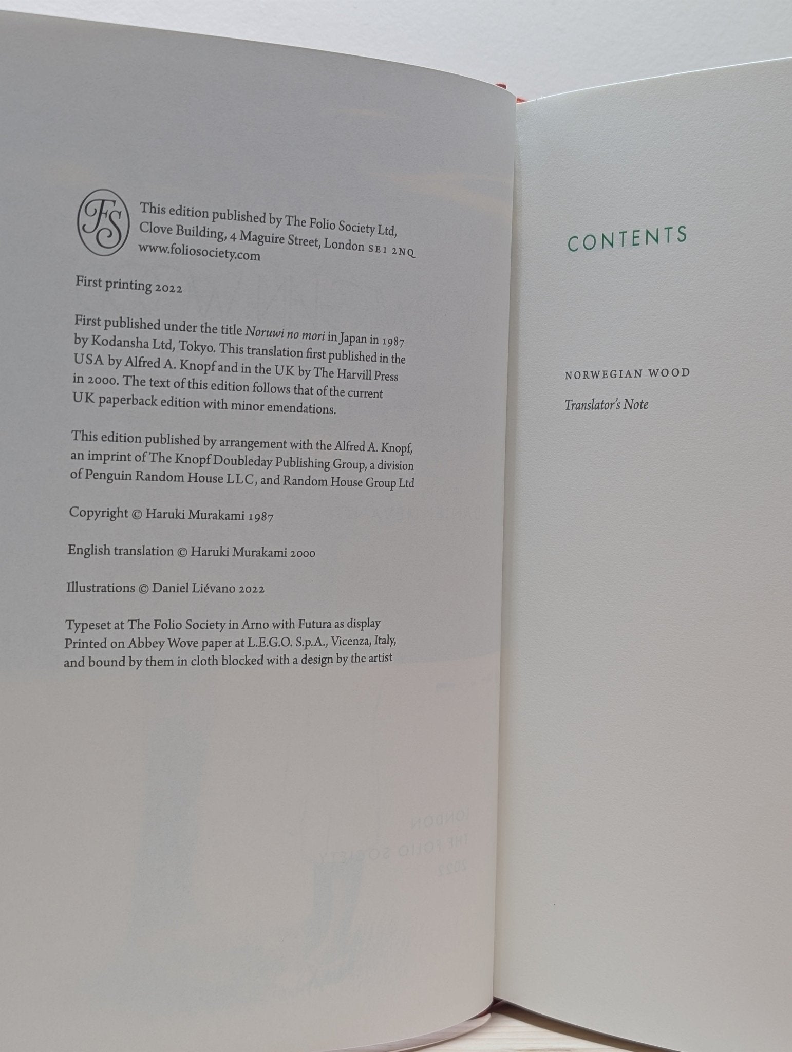 Norwegian Wood by Haruki Murakami (Folio Slipcase Edition) - Fialta Books