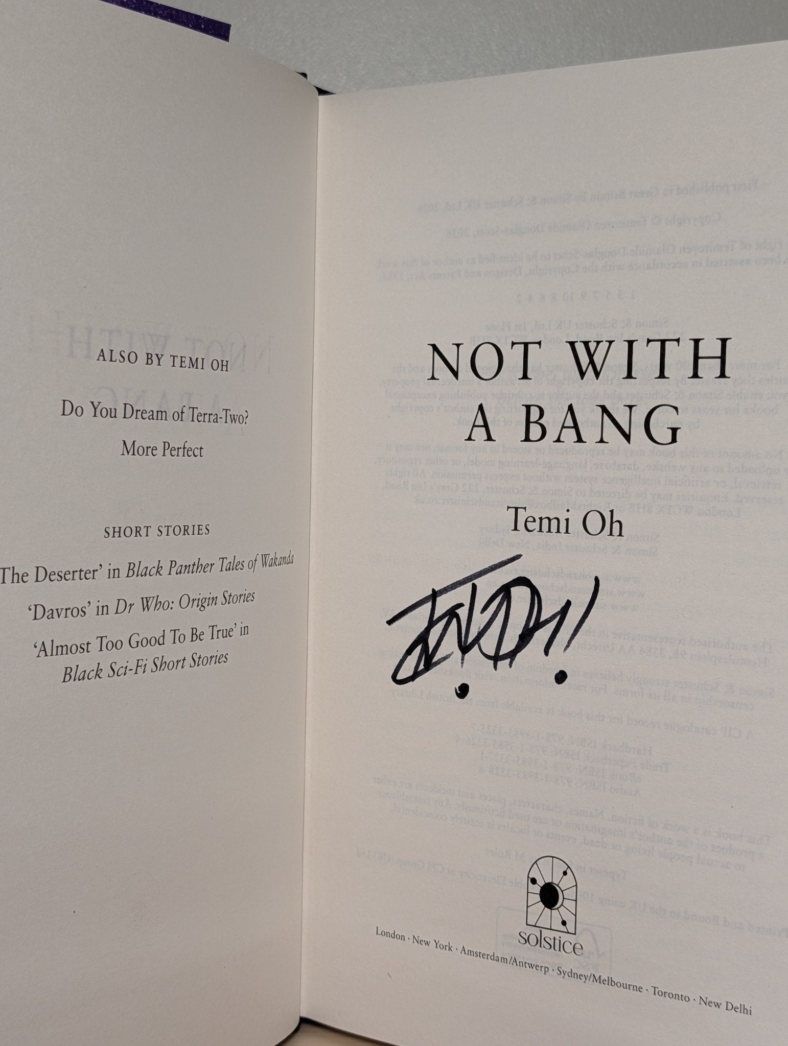Not With a Bang by Temi Oh (Signed First Edition) - Fialta Books