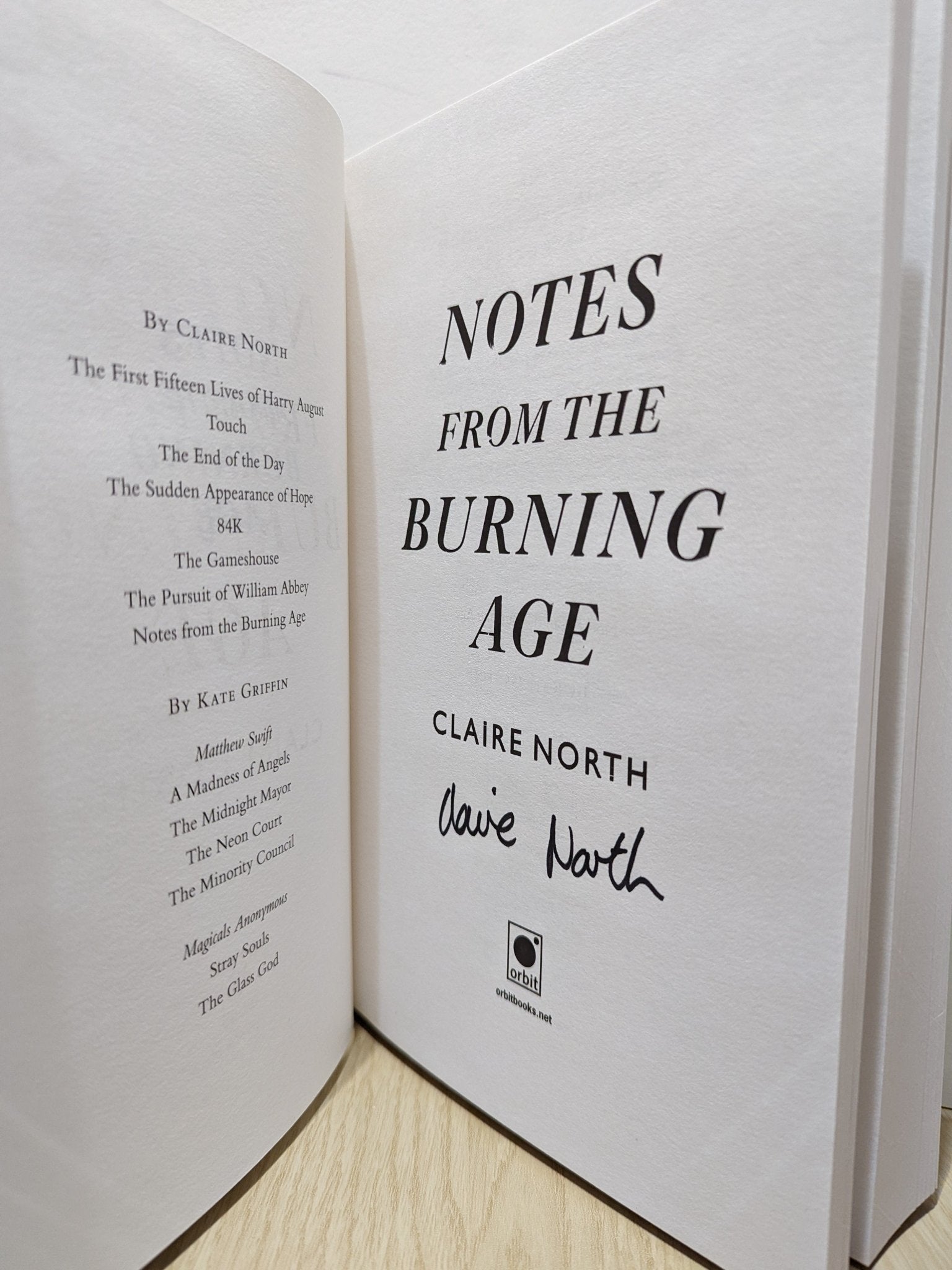 Notes from the Burning Age by Claire North (Signed First Edition) - Fialta Books