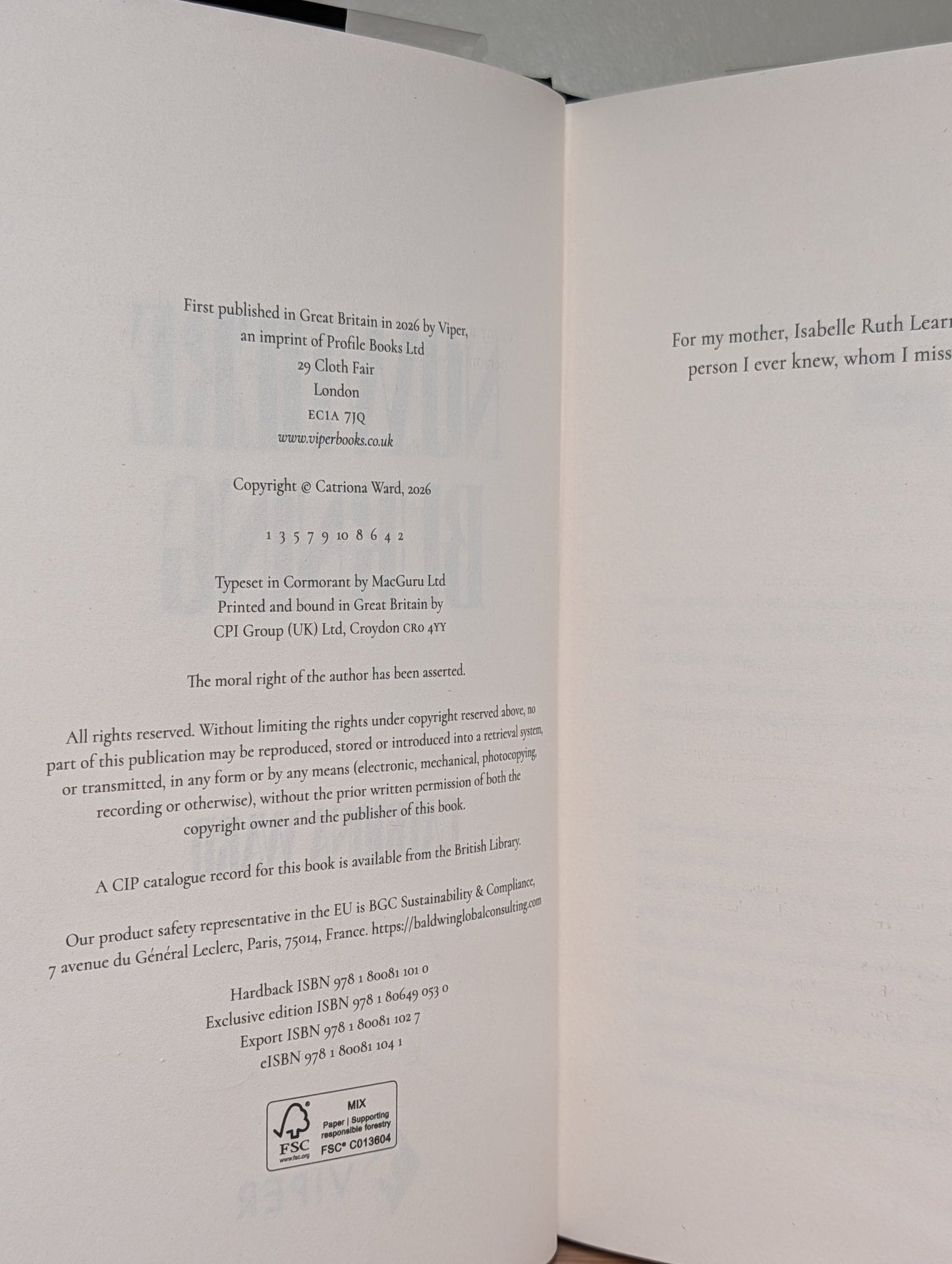 Nowhere Burning by Catriona Ward (Signed First Edition) - Fialta Books