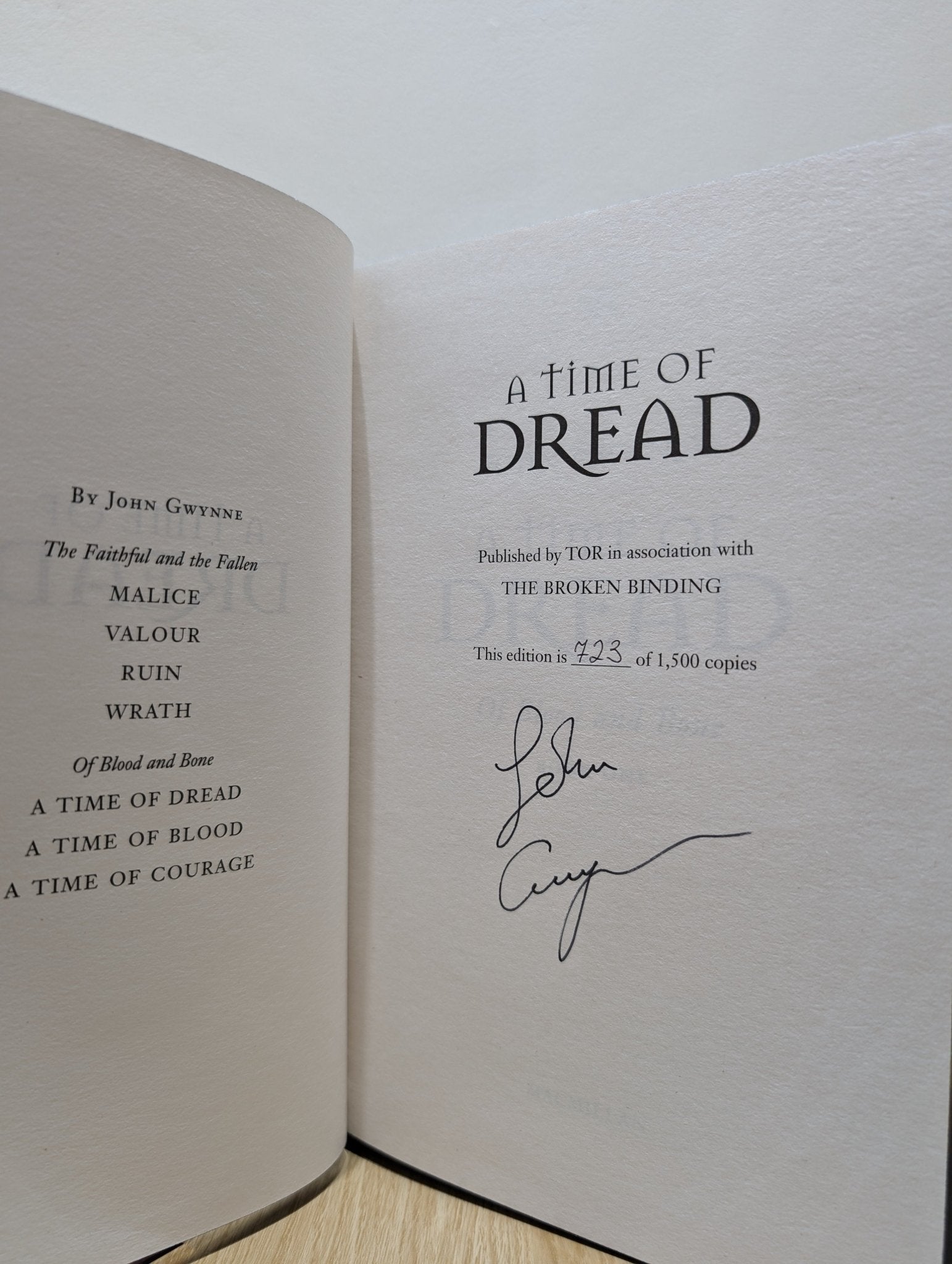 Of Blood and Bone: A Time of Dread; A Time of Blood; A Time of Courage by John Gwynne (Signed with sprayed edges) - Fialta Books