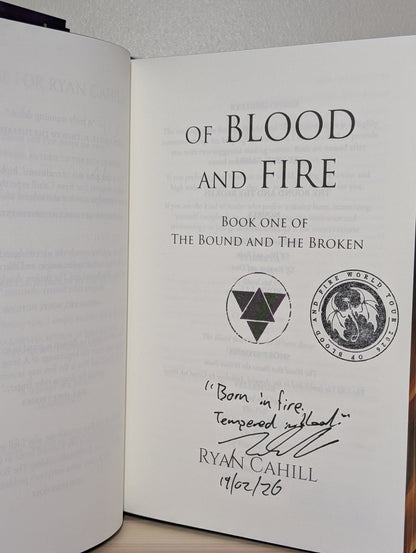 Of Blood And Fire by Ryan Cahill (Signed Lined with sprayed edges and tour jacket) - Fialta Books